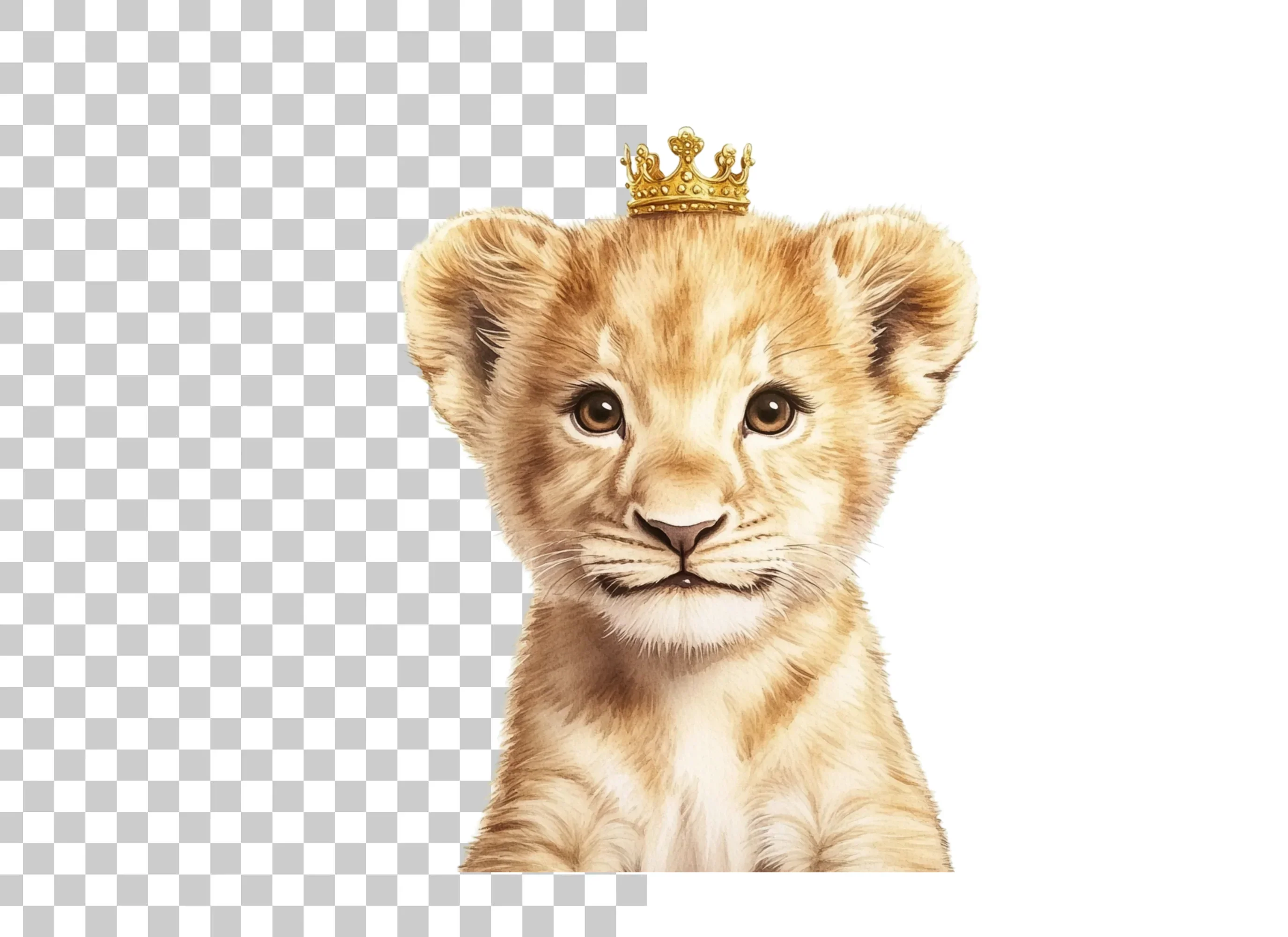 Adorable Lion Cub with Crown Clipart Bundle - Image 2