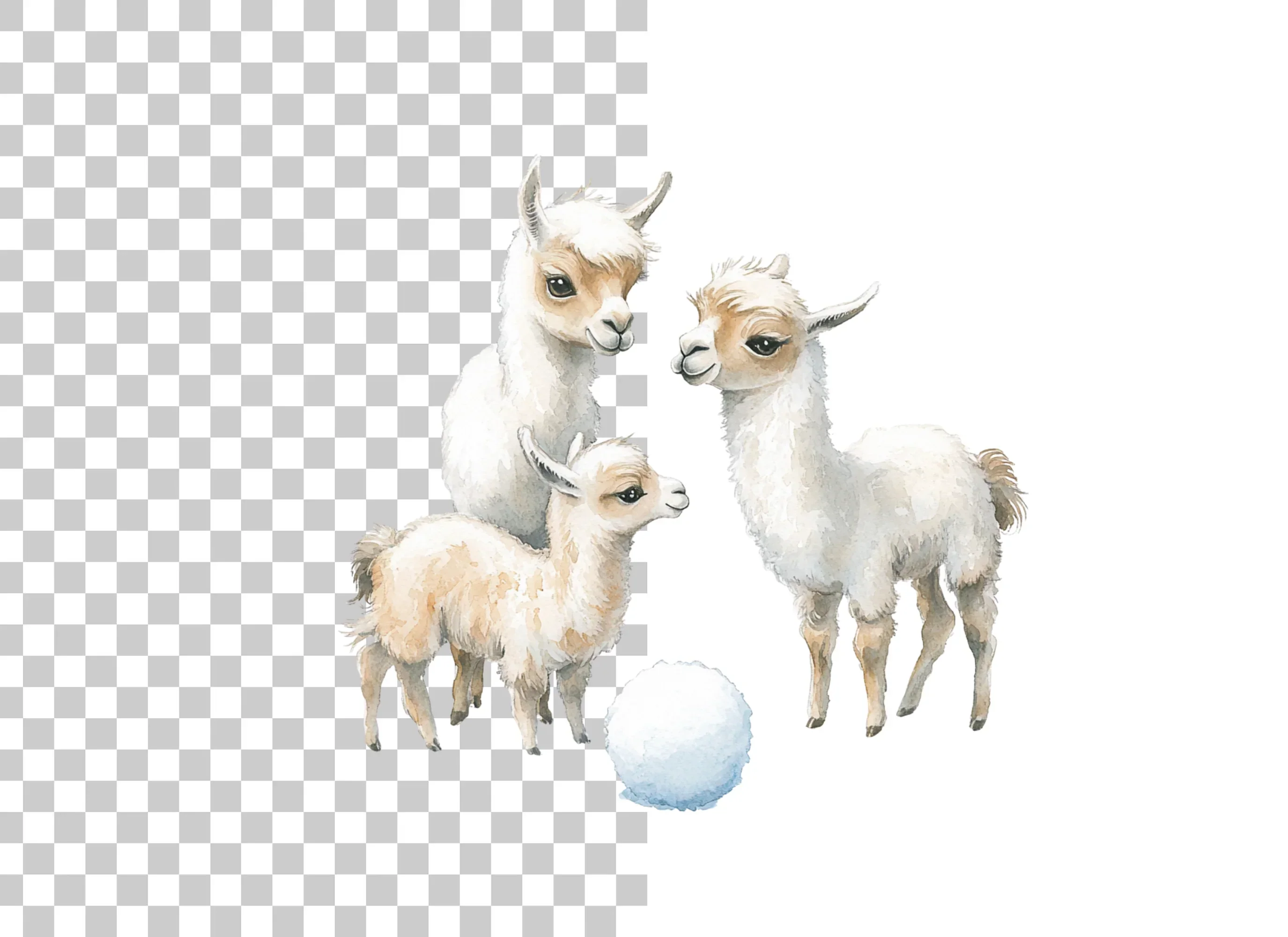 Adorable Llama Snowball Fight Clipart Bundle - Image 2