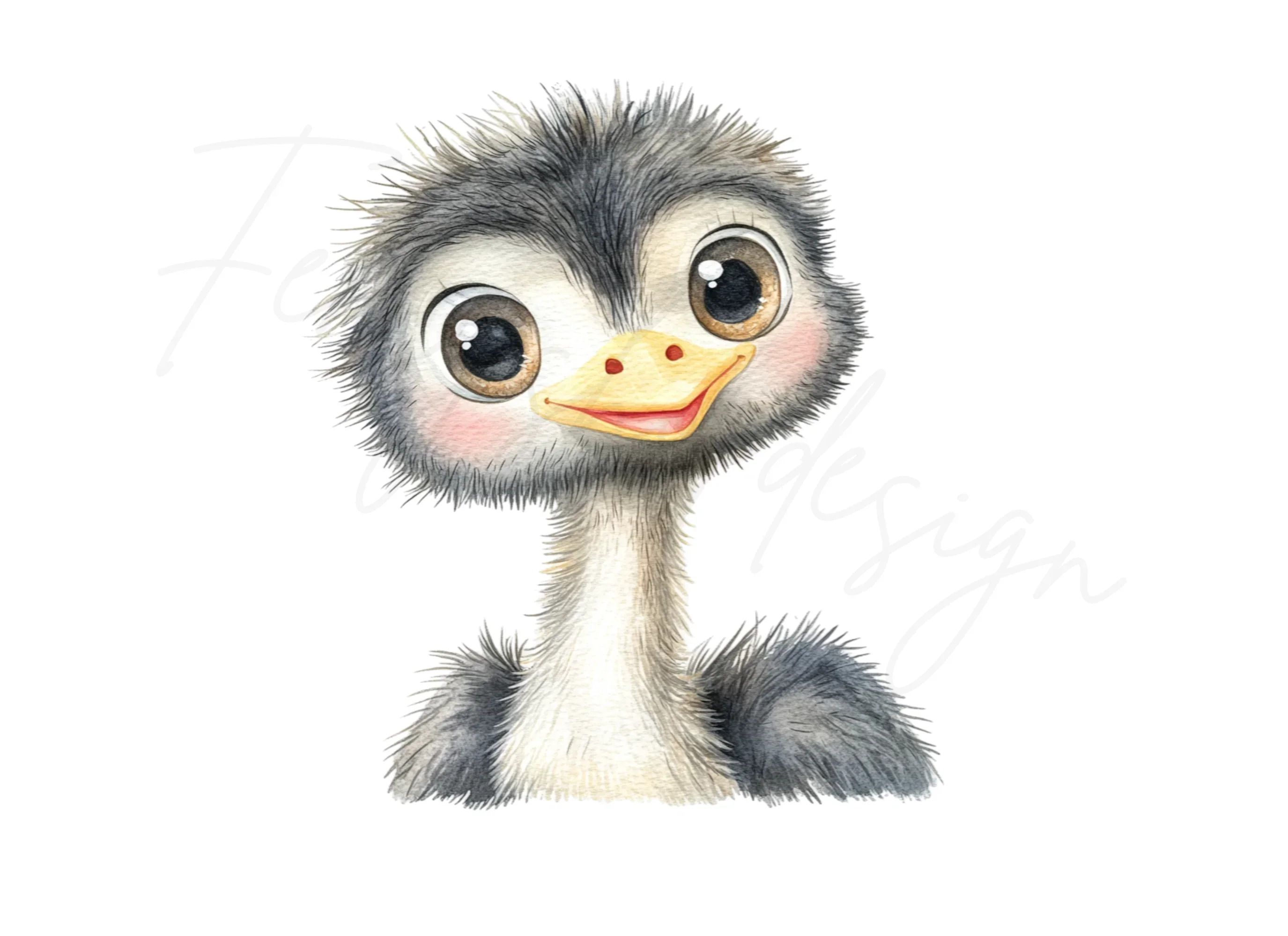 Adorable Ostrich Chick Clipart Bundle - Image 3