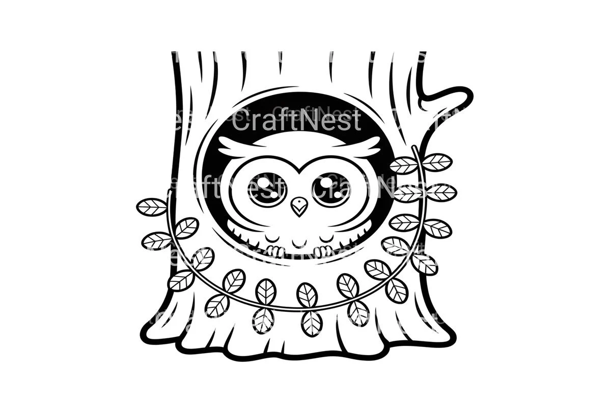 Adorable Owl in Tree Coloring Books - Image 4