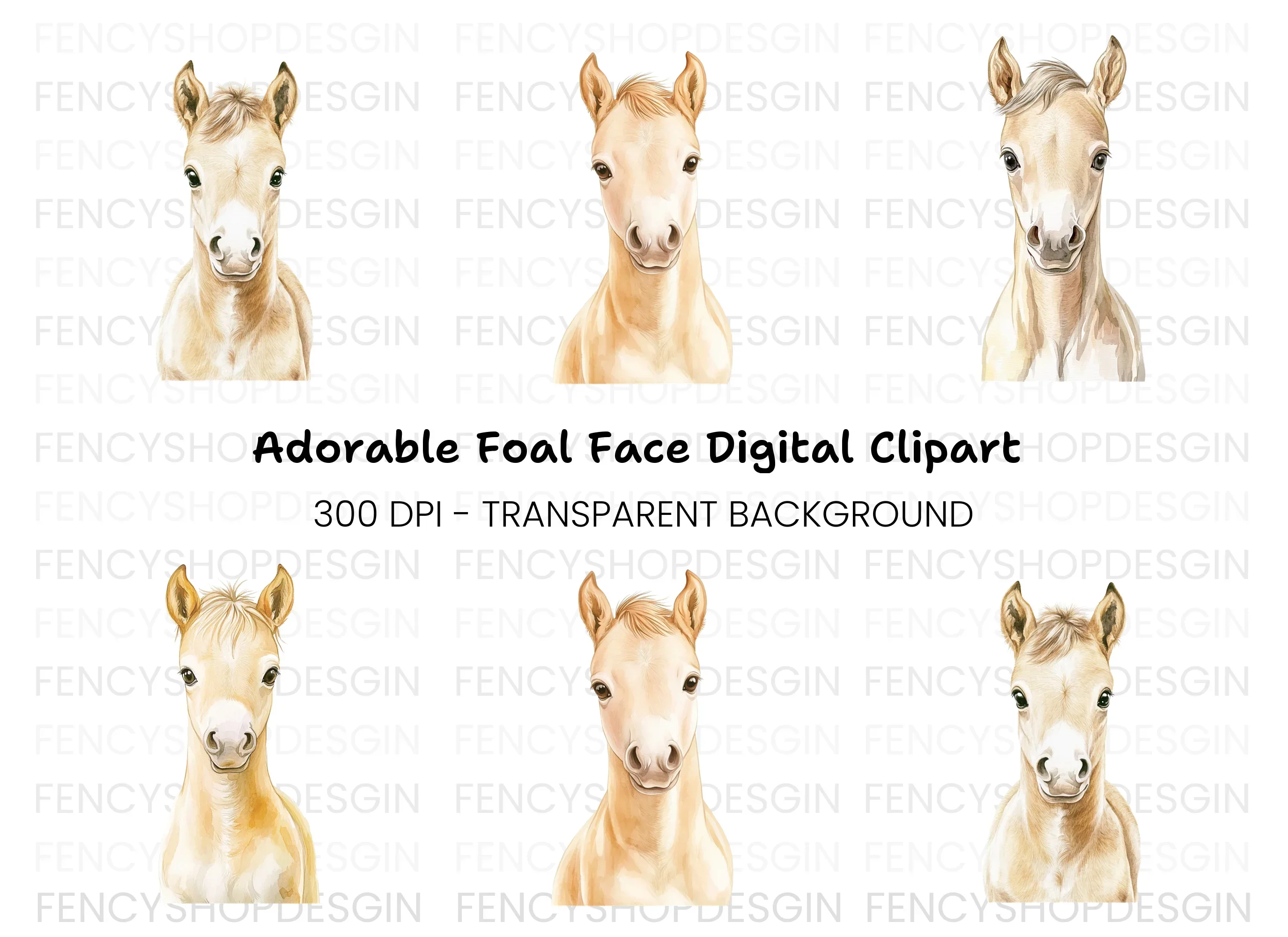 Adorable Palomino Foal Clipart Bundle
