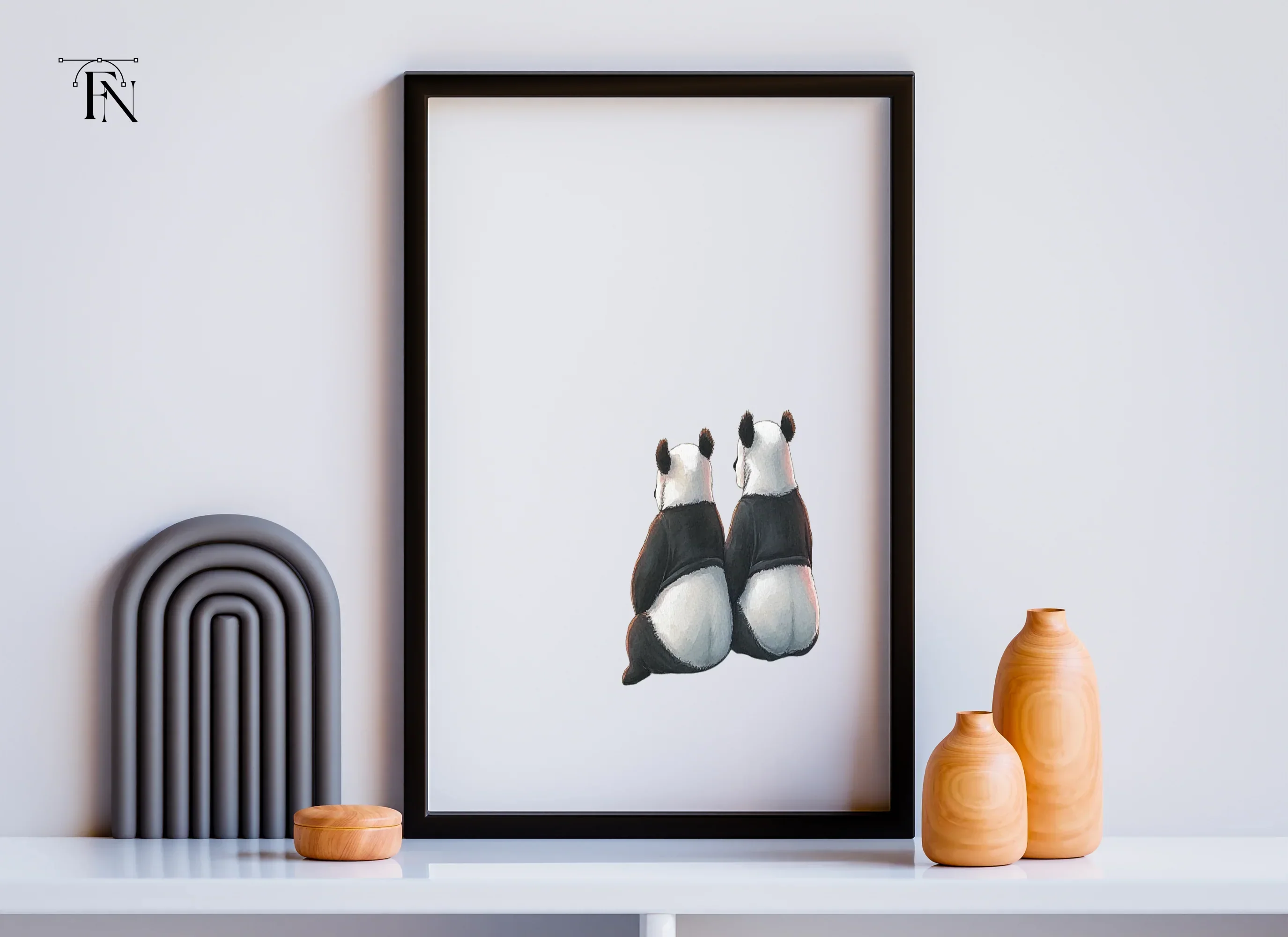 Adorable Pandas Looking Away Clipart Bundle - Image 3