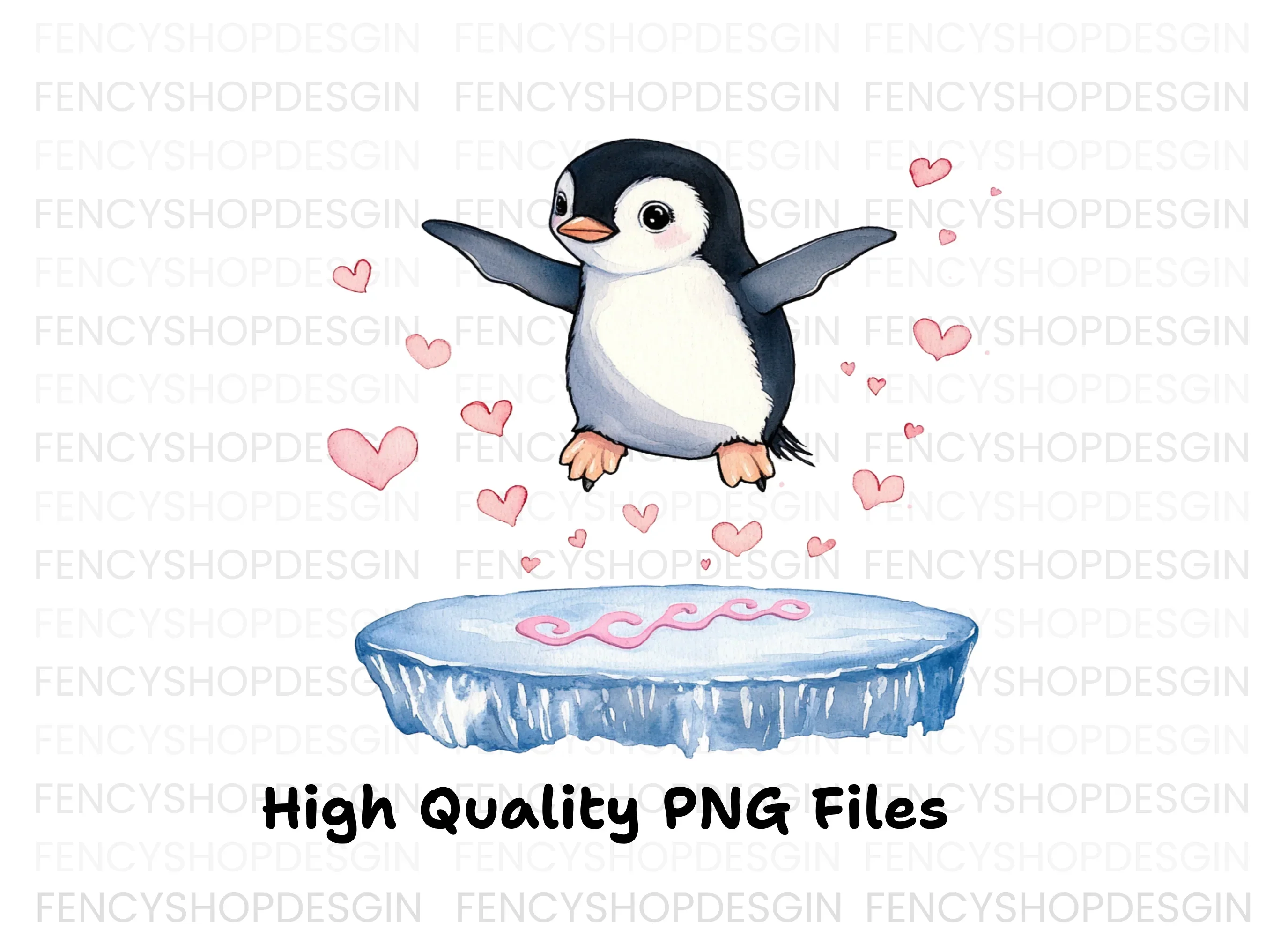 Adorable Penguin Love Hearts Clipart Bundle - Image 2