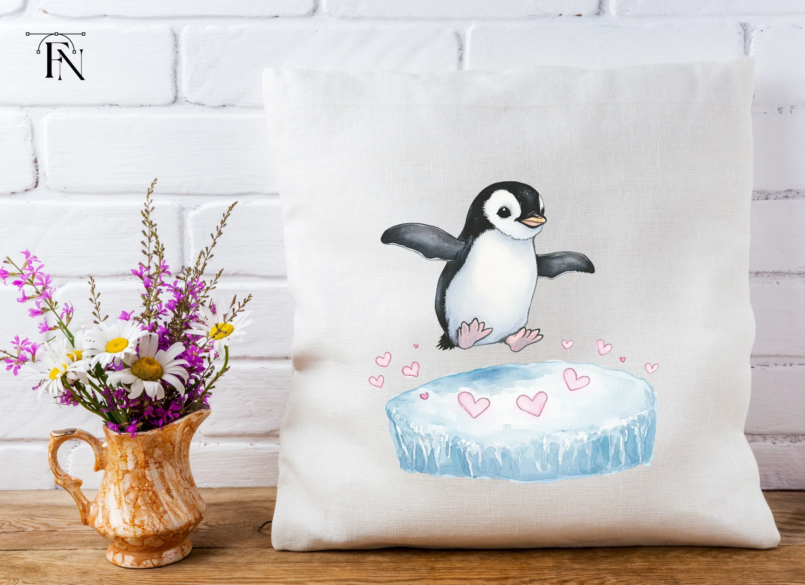 Adorable Penguin Love Hearts Clipart Bundle - Image 3