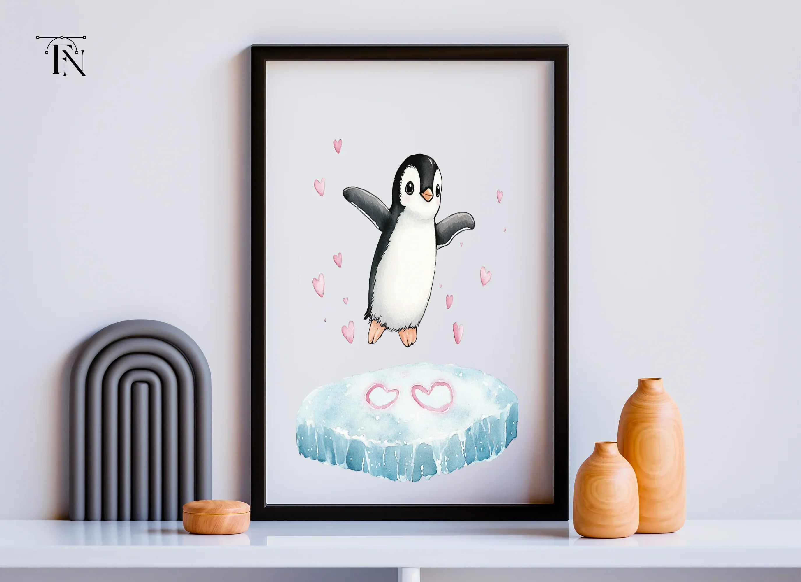 Adorable Penguin Love Hearts Clipart Bundle - Image 4