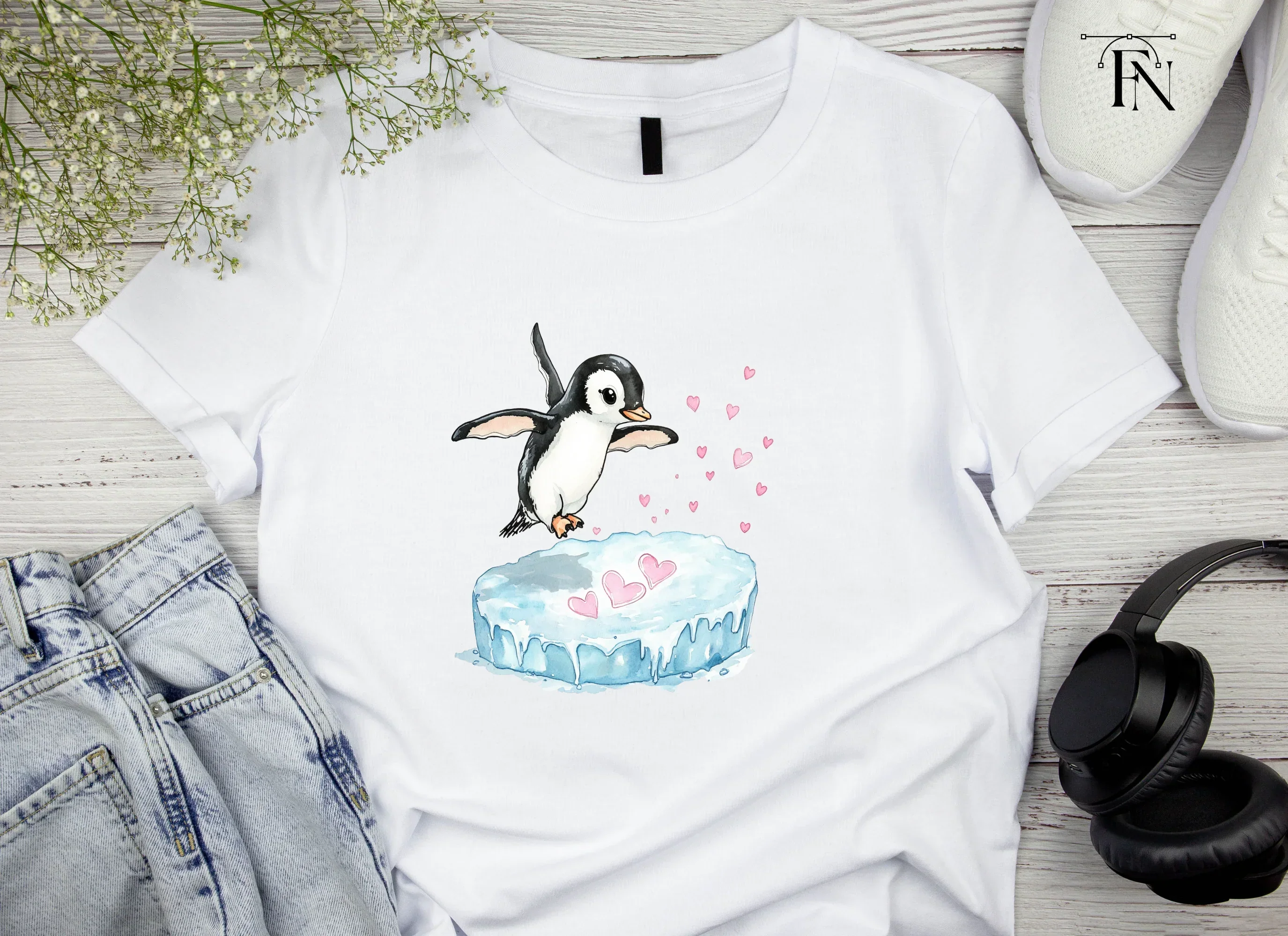 Adorable Penguin Love Hearts Clipart Bundle - Image 5