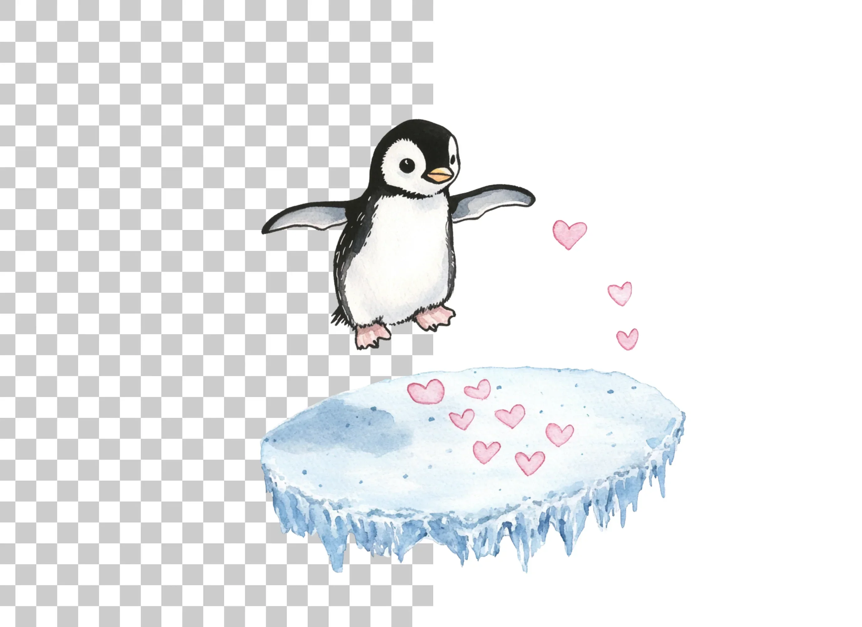 Adorable Penguin Love Hearts Clipart Bundle - Image 6