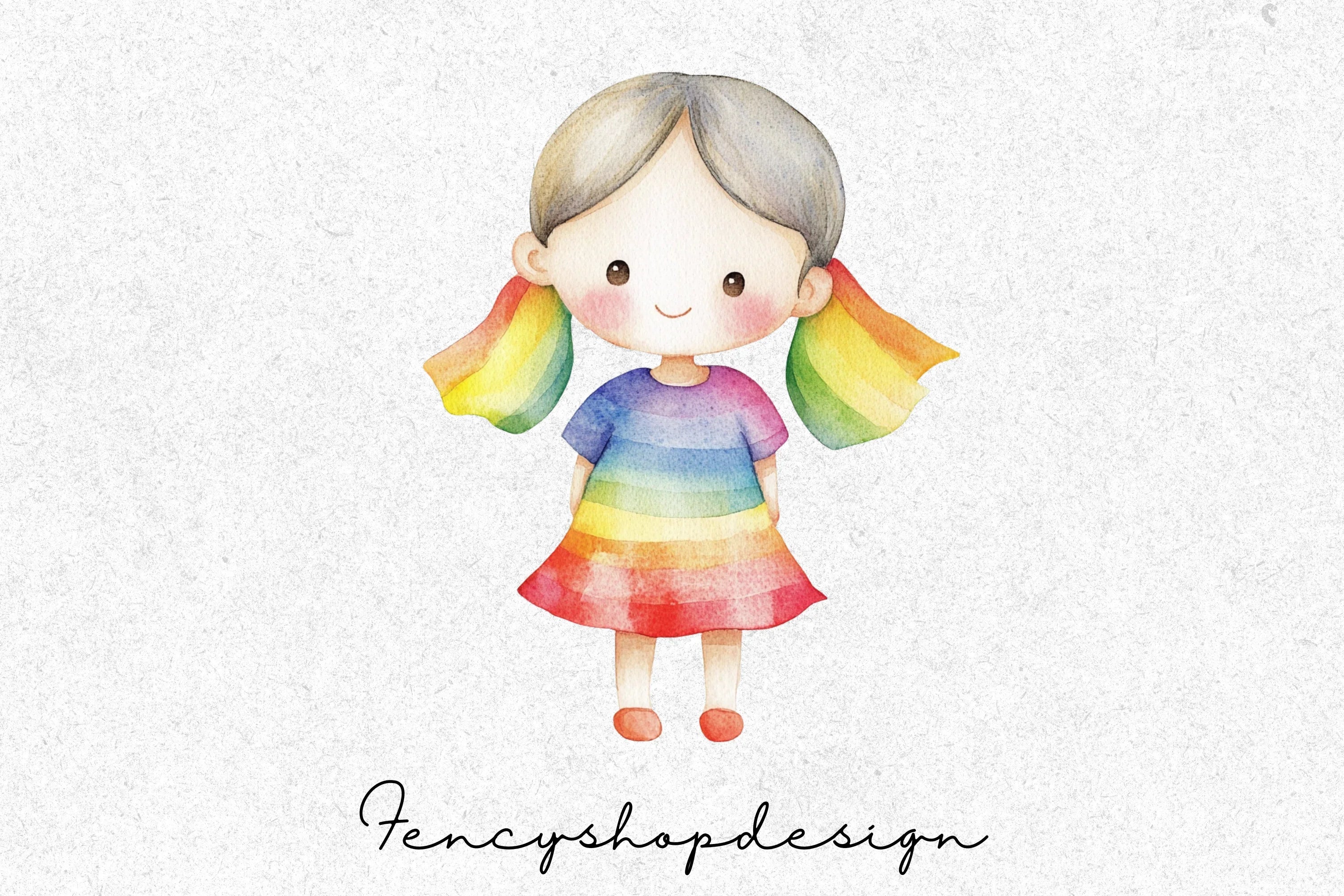Adorable Rainbow Girls Clipart Bundle - Image 6