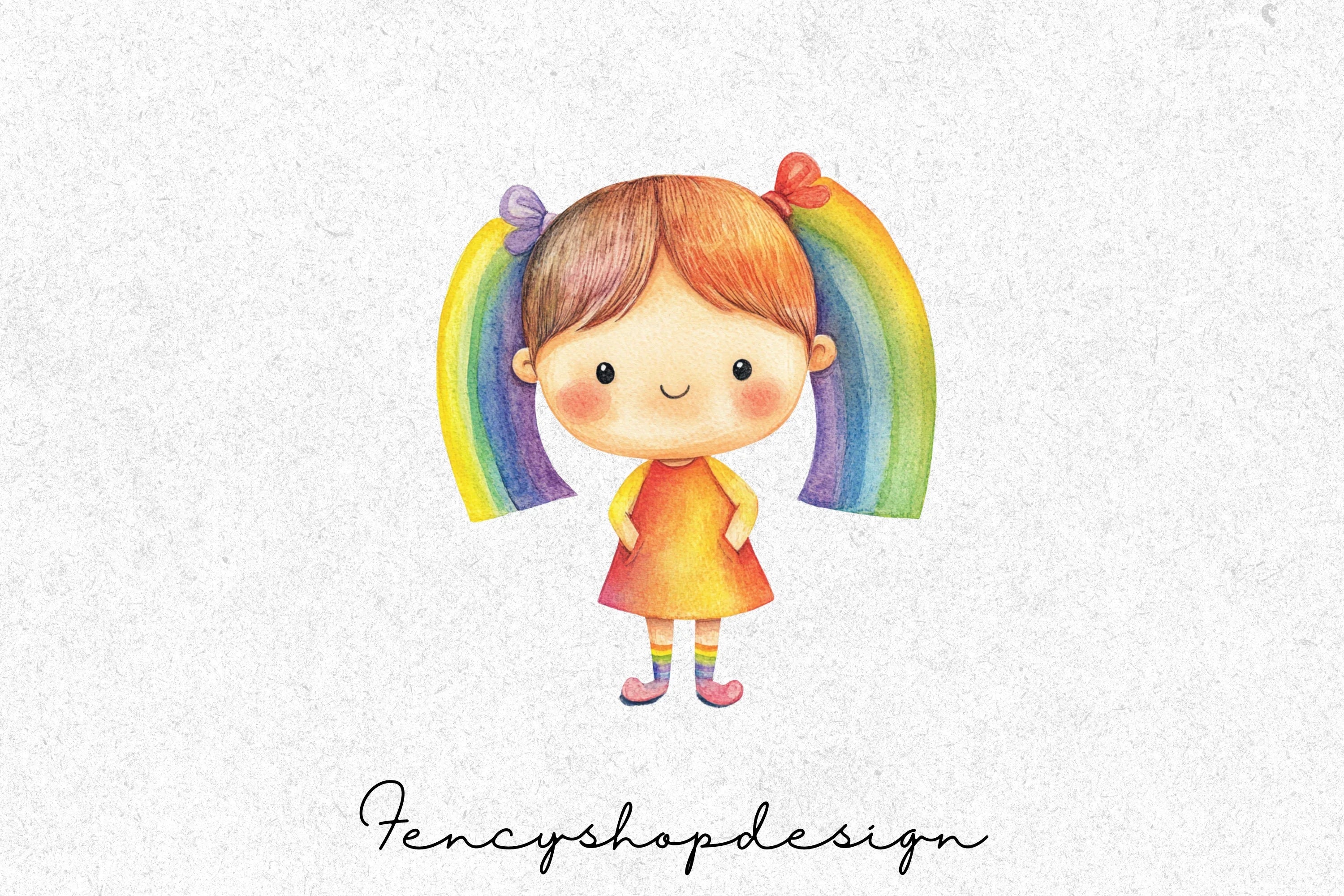 Adorable Rainbow Girls Clipart Bundle - Image 7