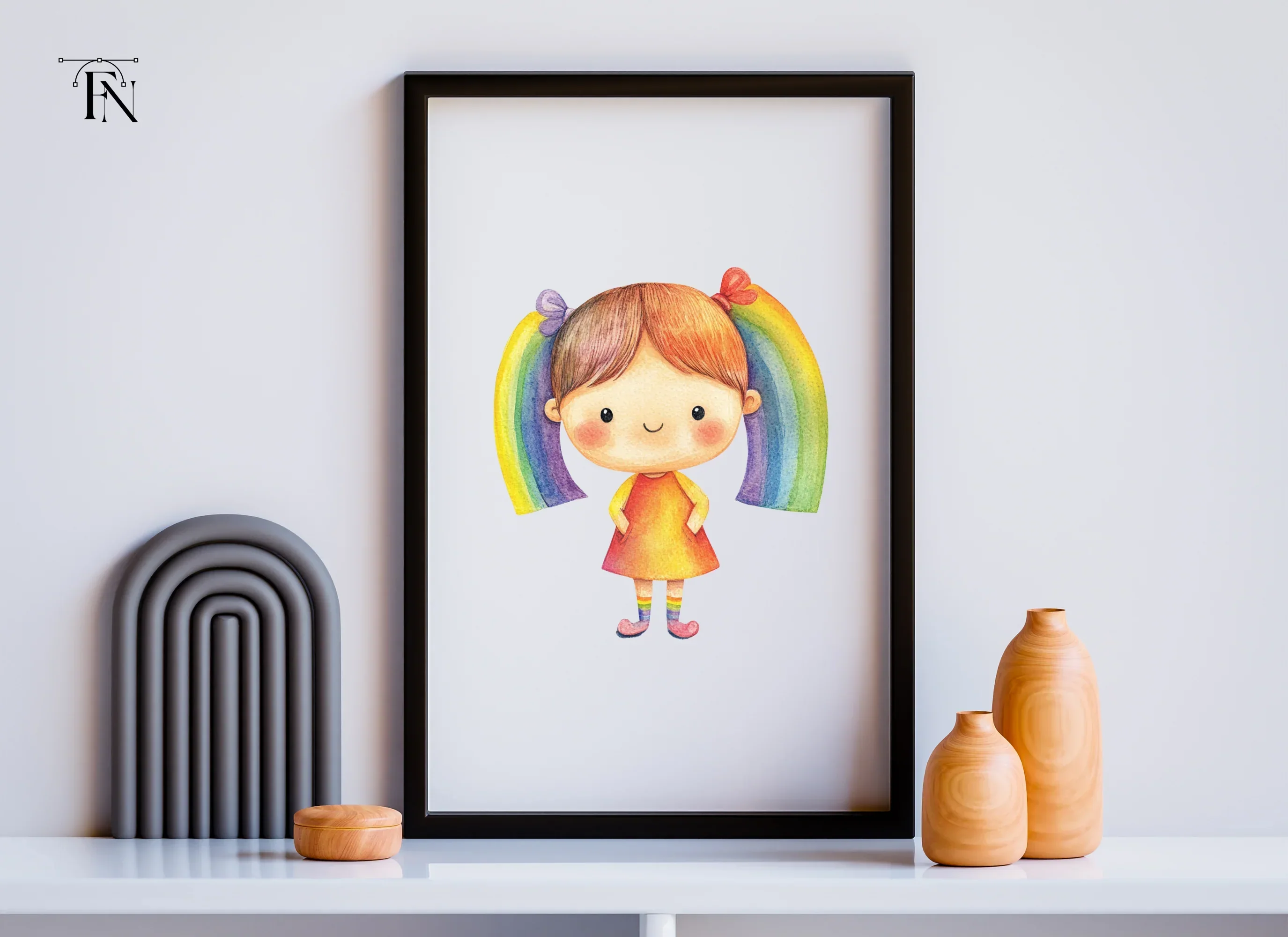 Adorable Rainbow Pigtails Girl Clipart Bundle - Image 6