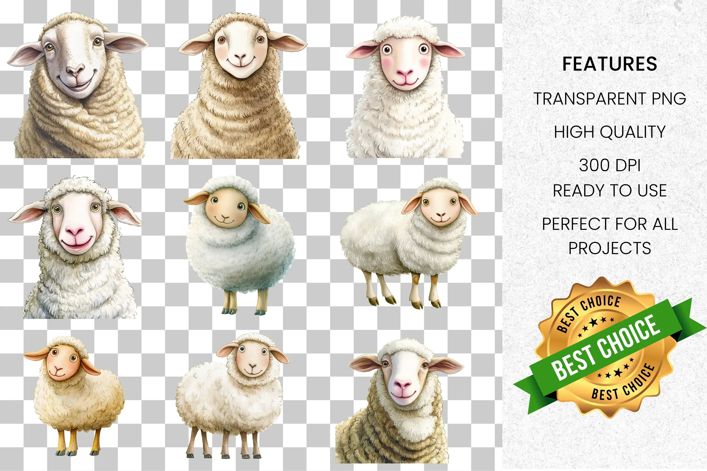 Adorable Sheep Clipart Bundle - Image 2