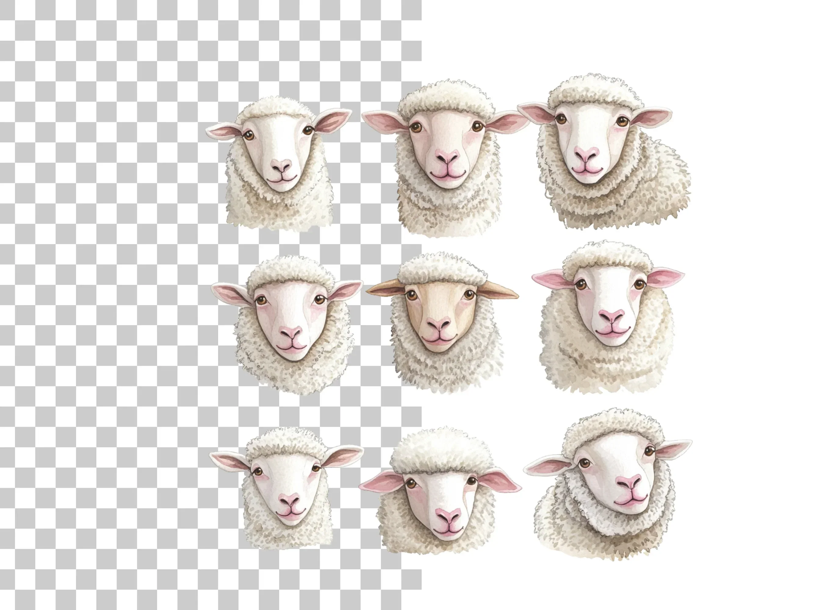 Adorable Sheep Faces Clipart Bundle - Image 2