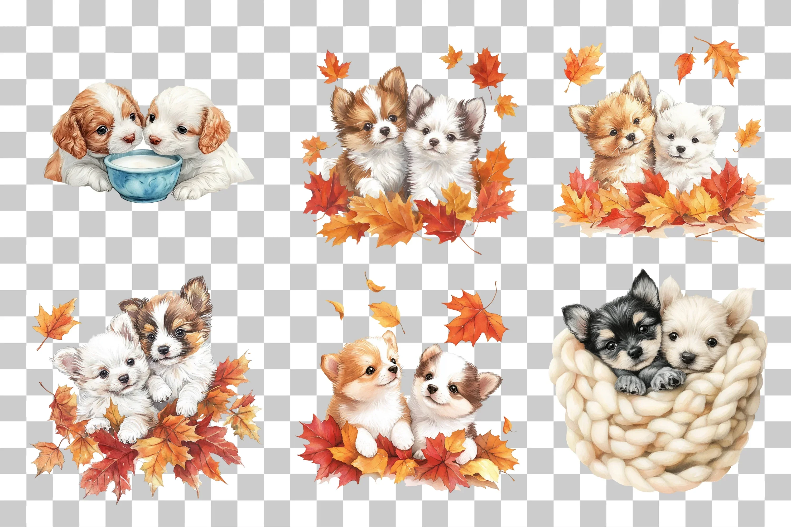 Adorable Sleeping Puppies Clipart Bundle - Image 2