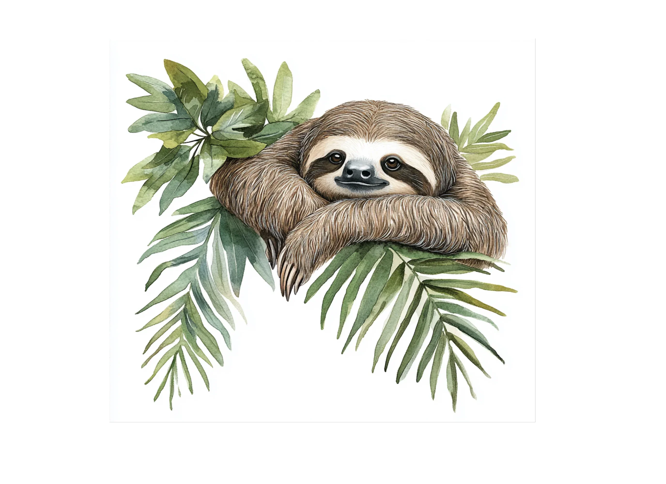 Adorable Sloth Jungle Leaves Clipart Bundle - Image 2