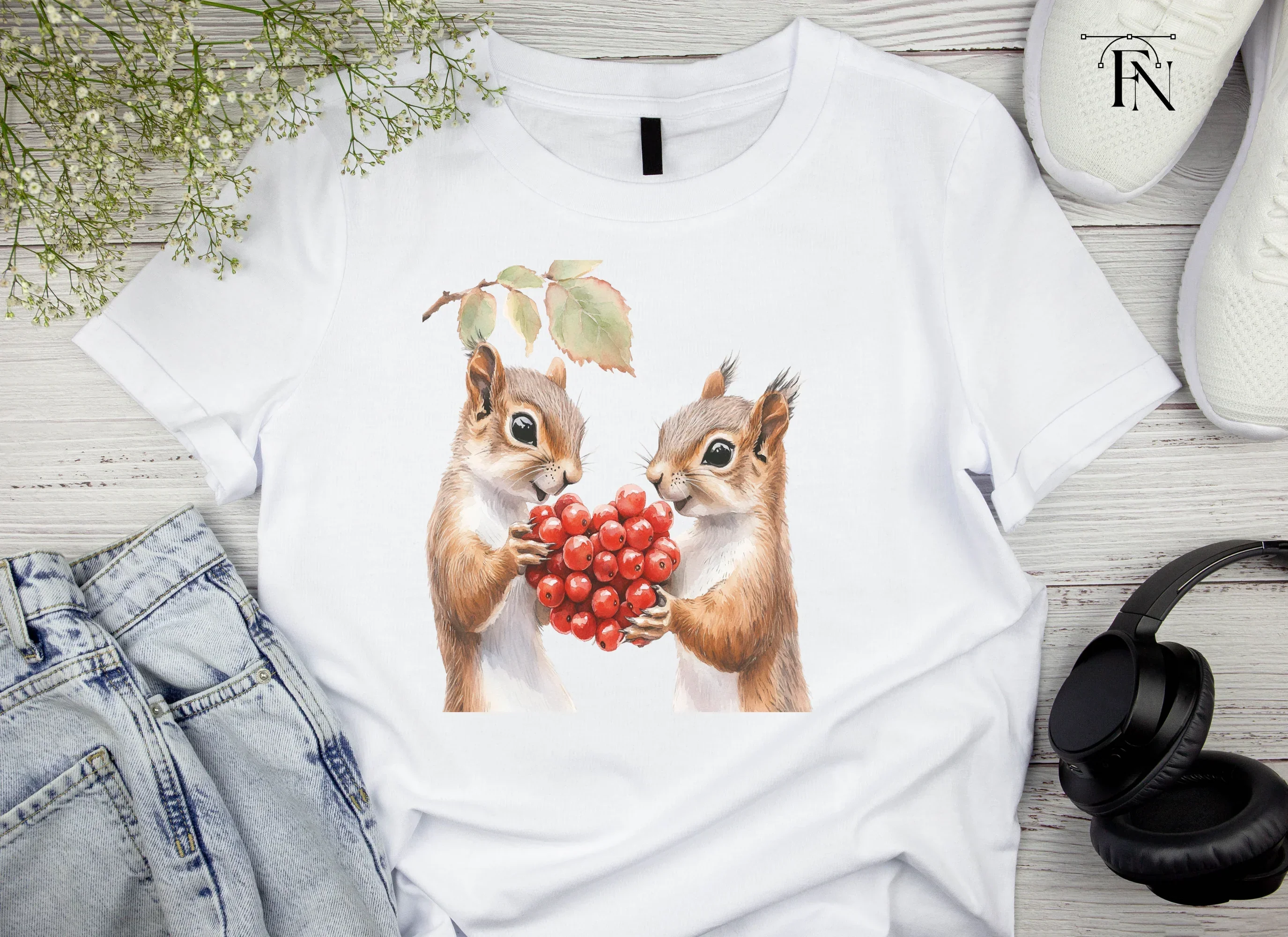 Adorable Squirrels with Berries Clipart Bundle - Image 4