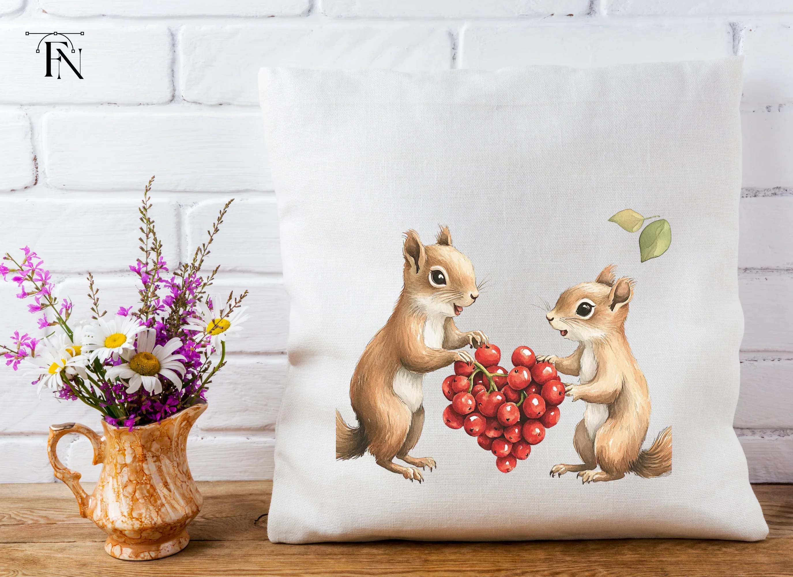 Adorable Squirrels with Berries Clipart Bundle - Image 5