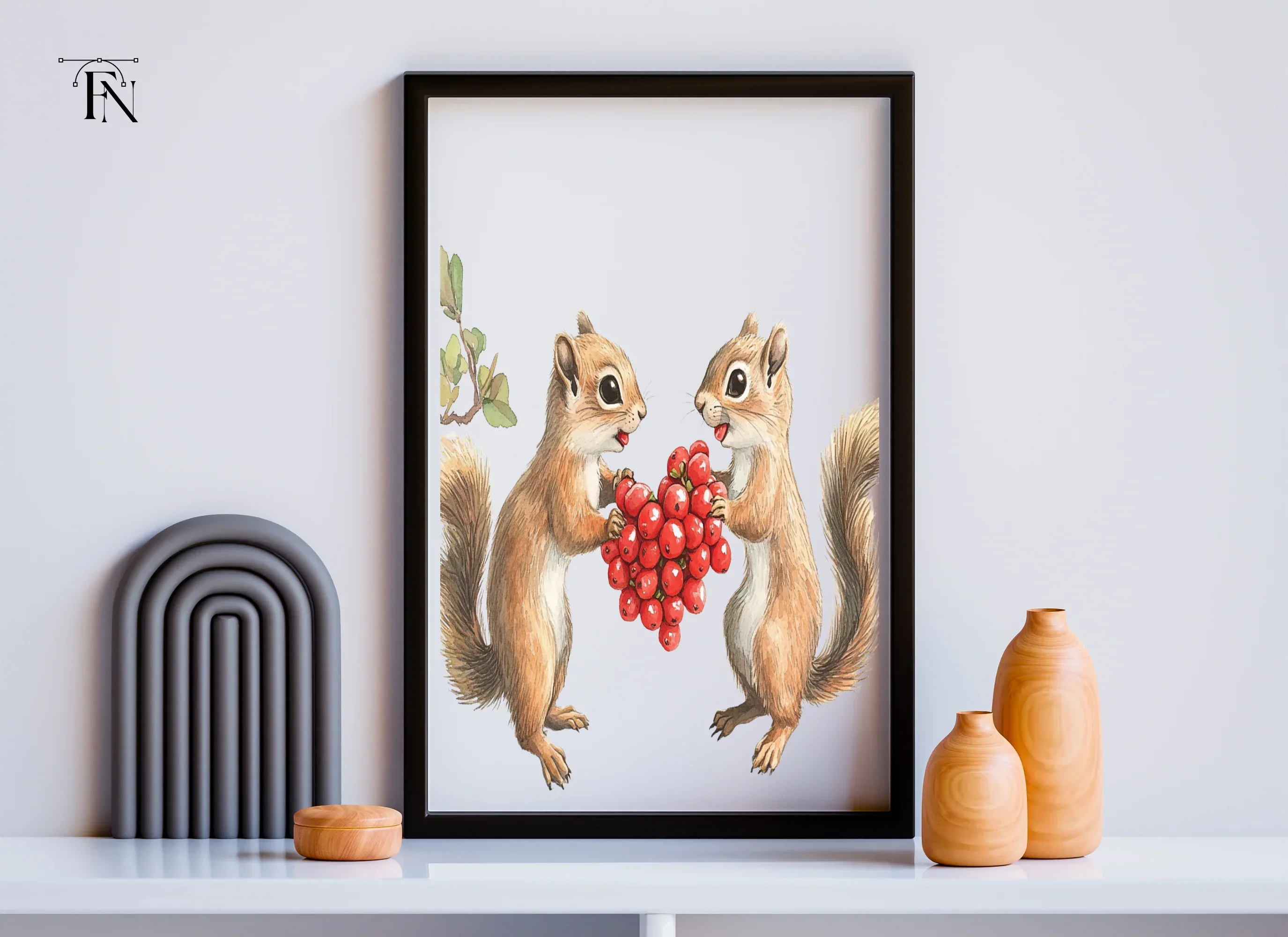 Adorable Squirrels with Berries Clipart Bundle - Image 6