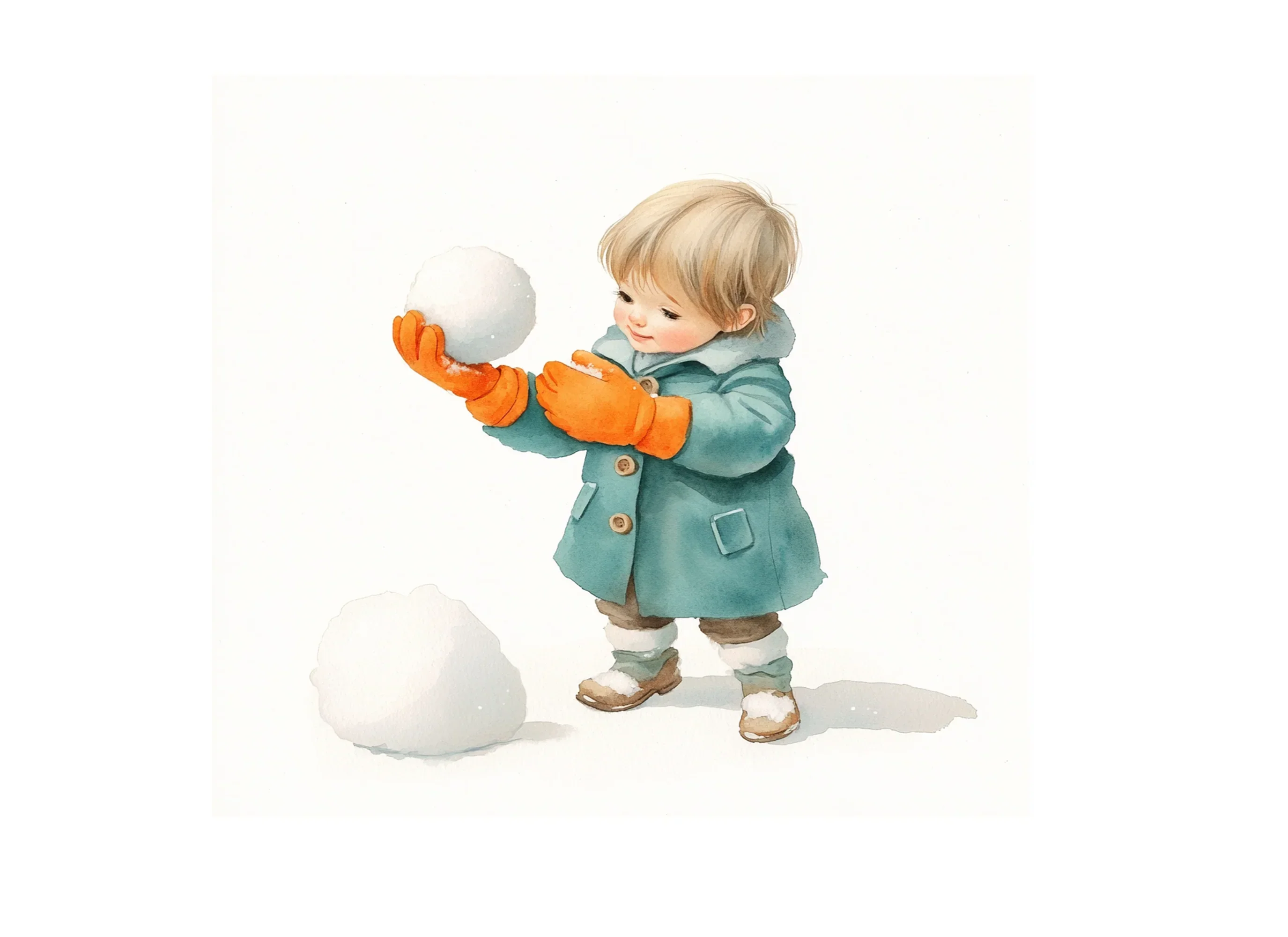 Adorable Toddlers Making Snowballs Clipart Bundle - Image 3