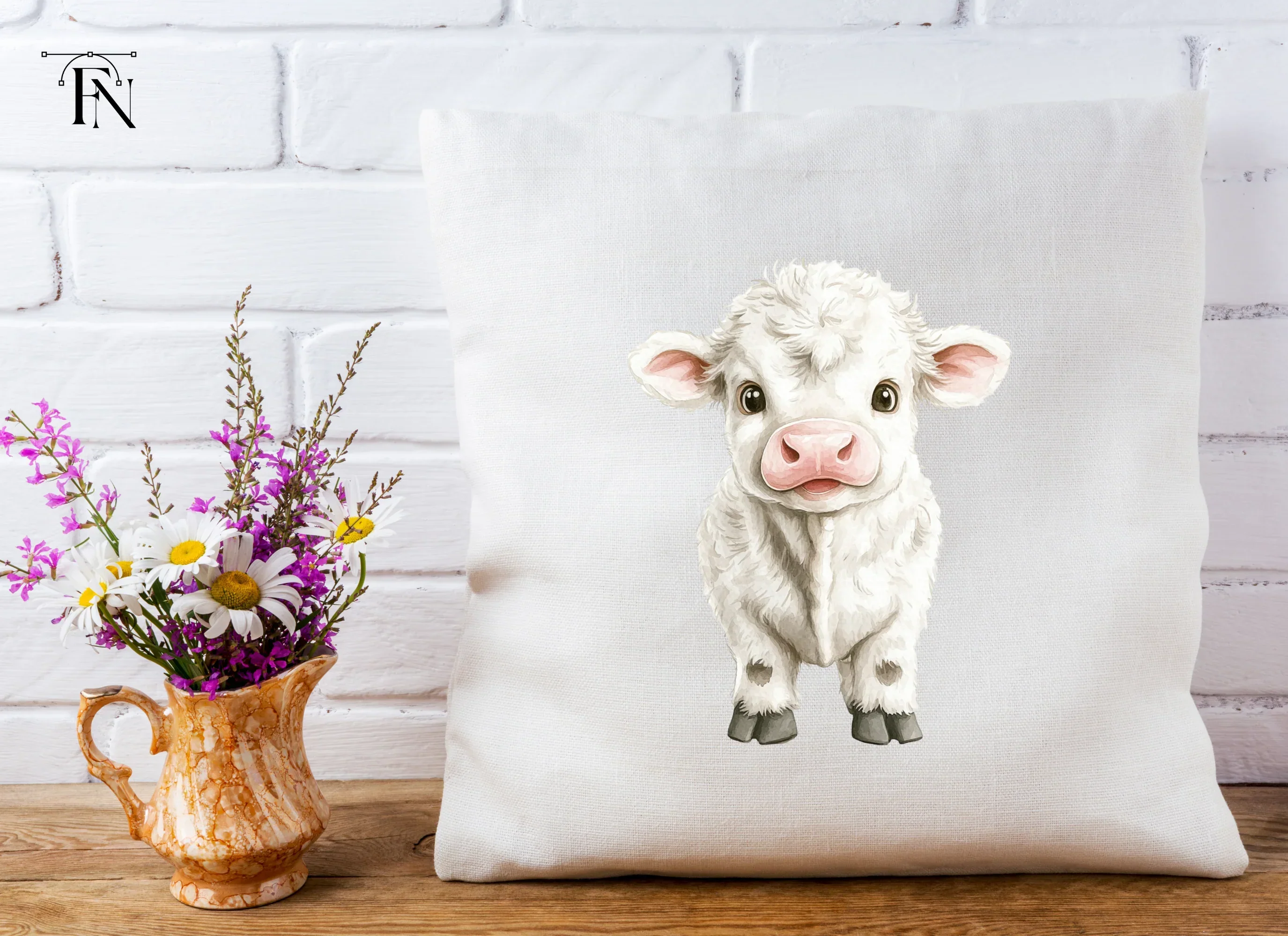 Adorable White Baby Calf Clipart Bundle - Image 5