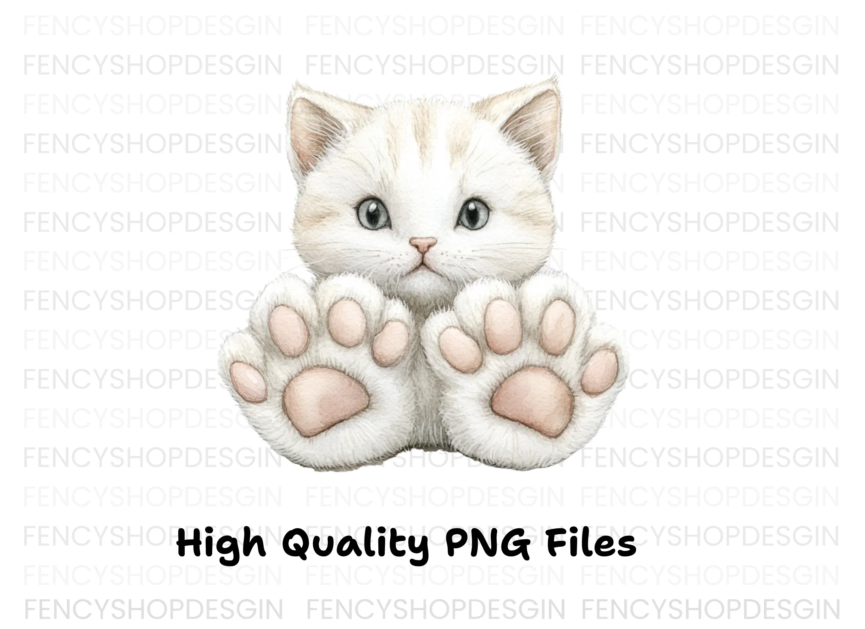 Adorable White Kitten with Big Paws Clipart Bundle - Image 2