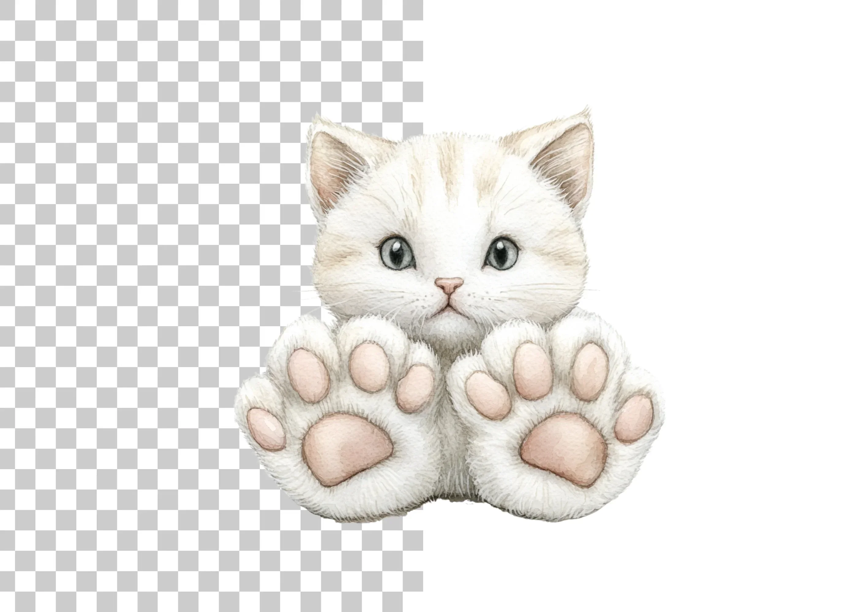 Adorable White Kitten with Big Paws Clipart Bundle - Image 3