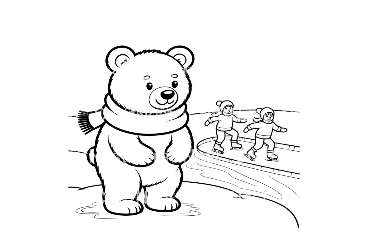 Adorable Winter Bear Ice Skating Coloring Books - Image 4