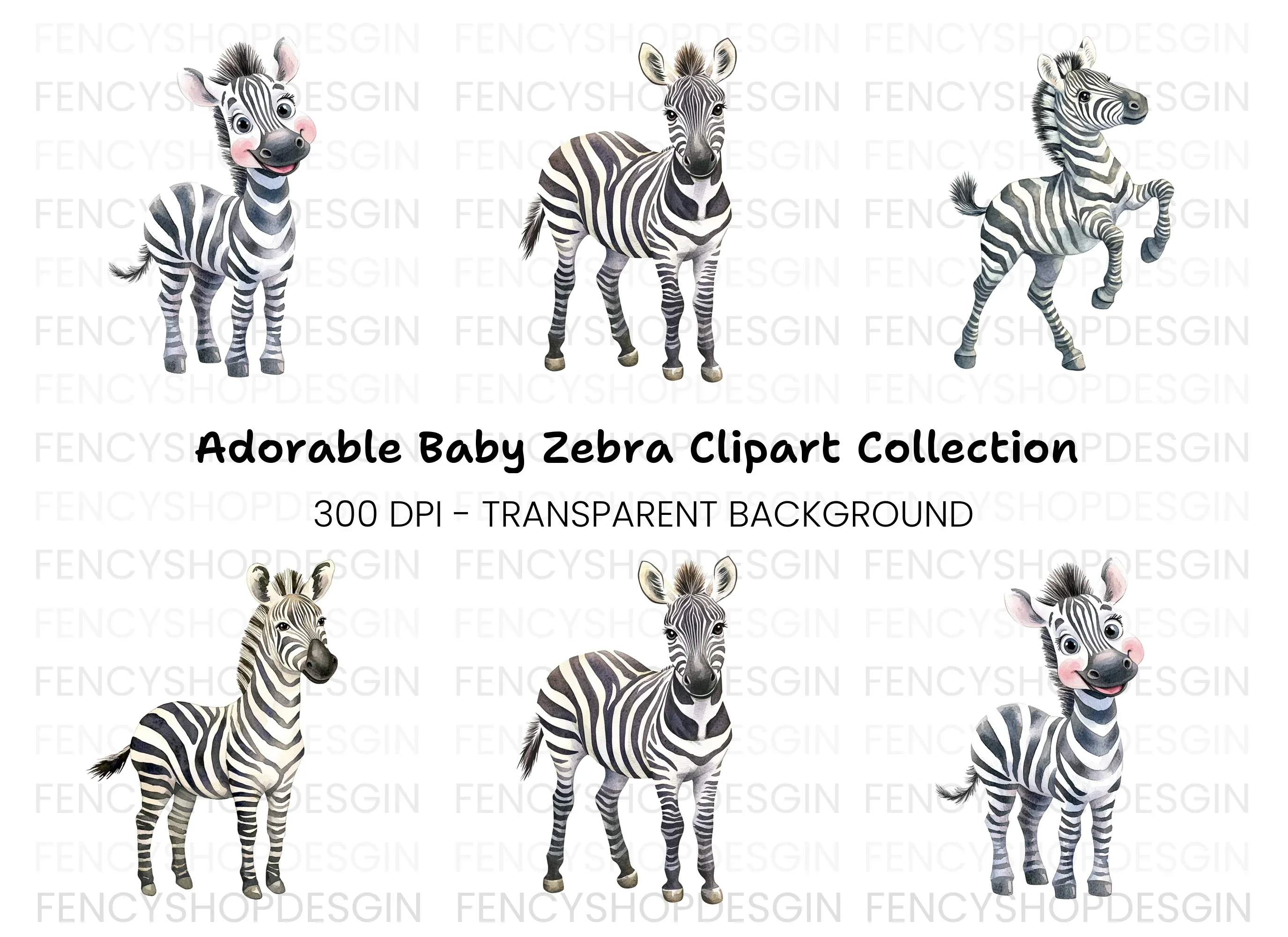 Adorable Zebra Clipart Bundle