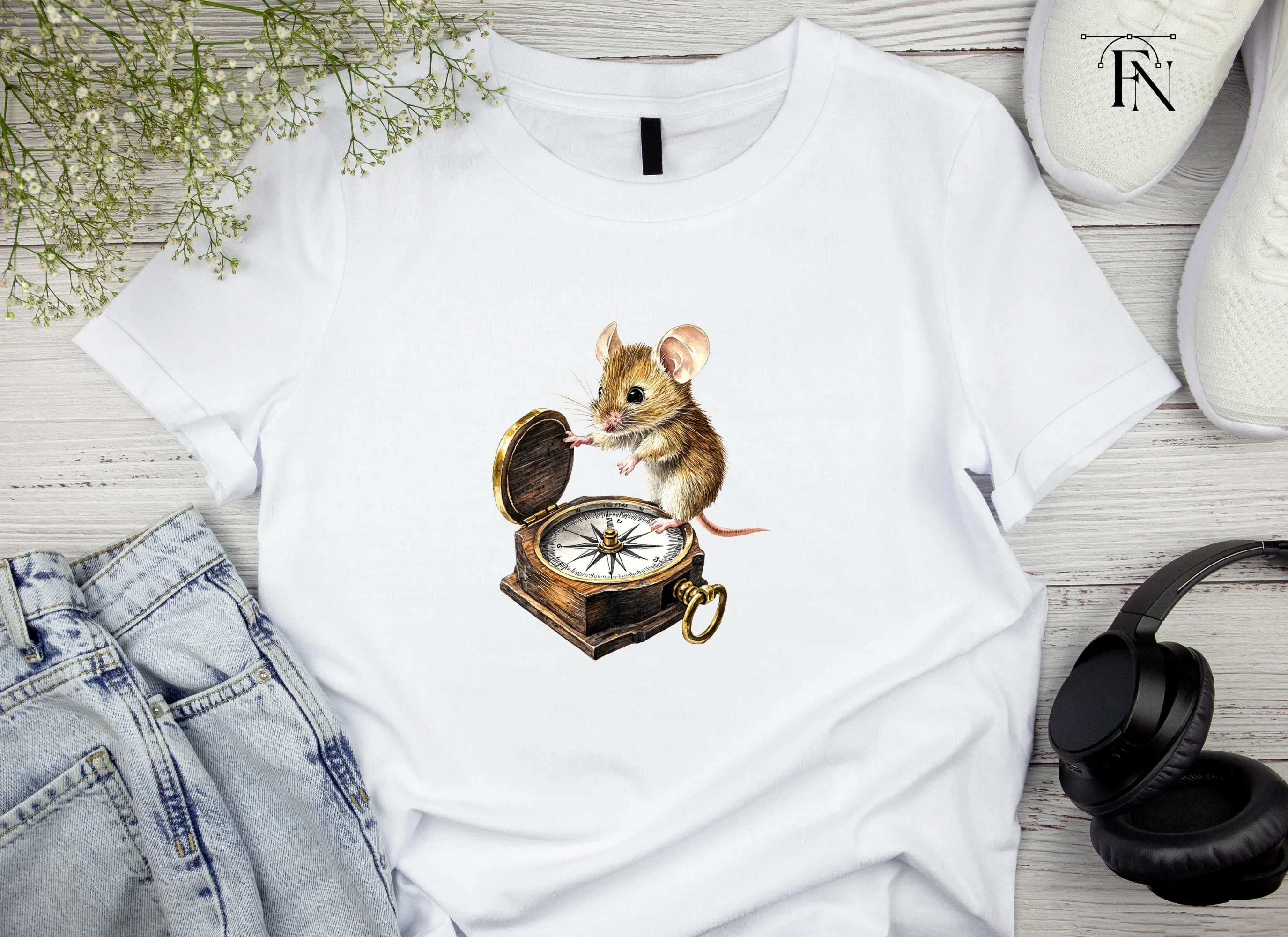 Adventurous Mice with Compass Clipart Bundle - Image 3