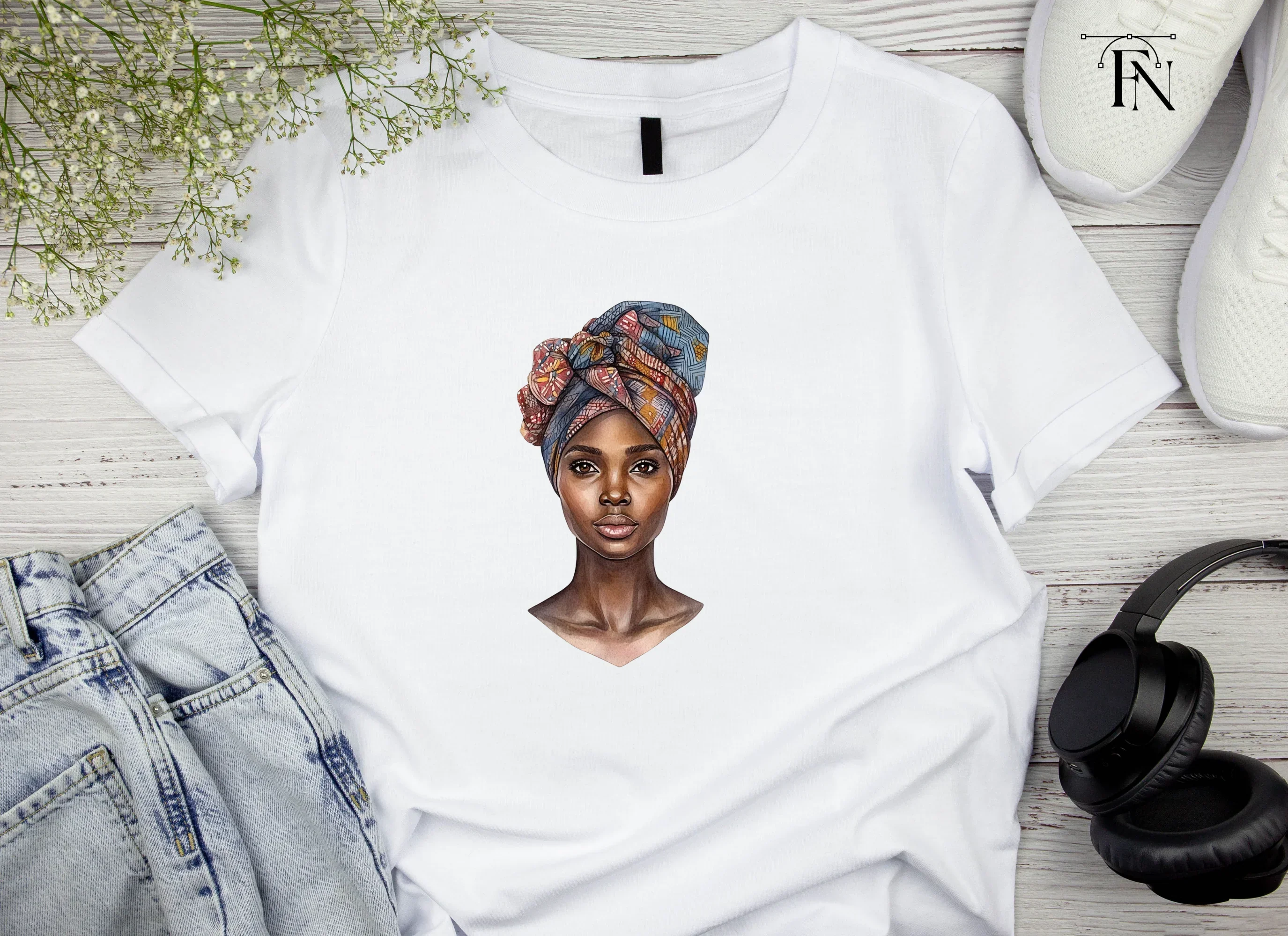 African Woman Headwrap Clipart Bundle - Image 4