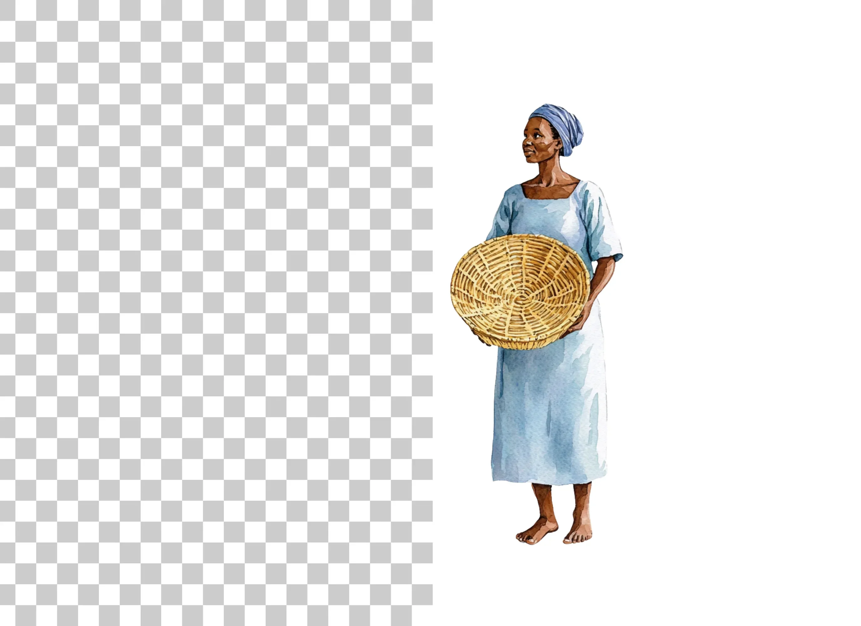 African Woman with Basket Clipart Bundle - Image 2