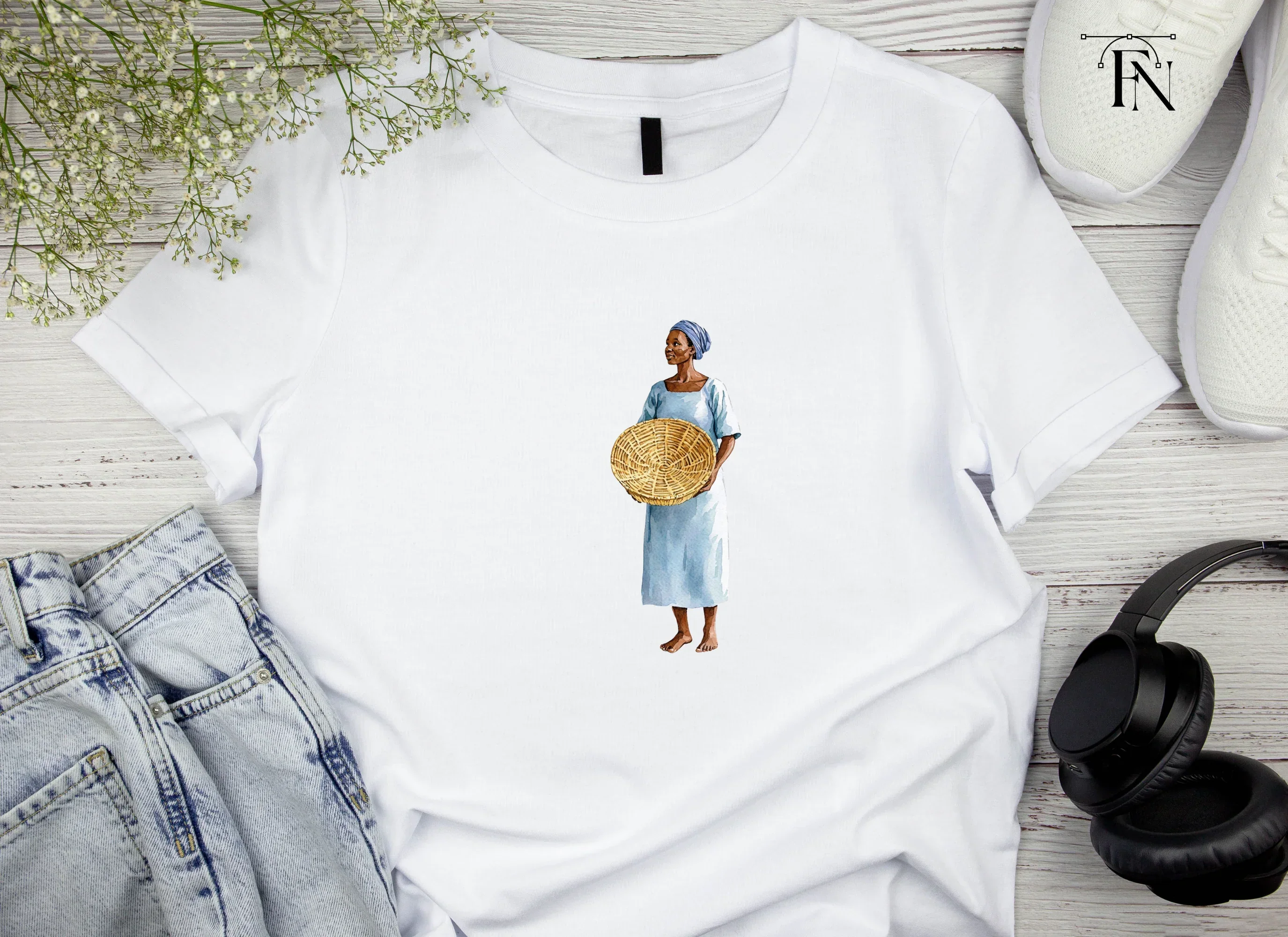 African Woman with Basket Clipart Bundle - Image 4