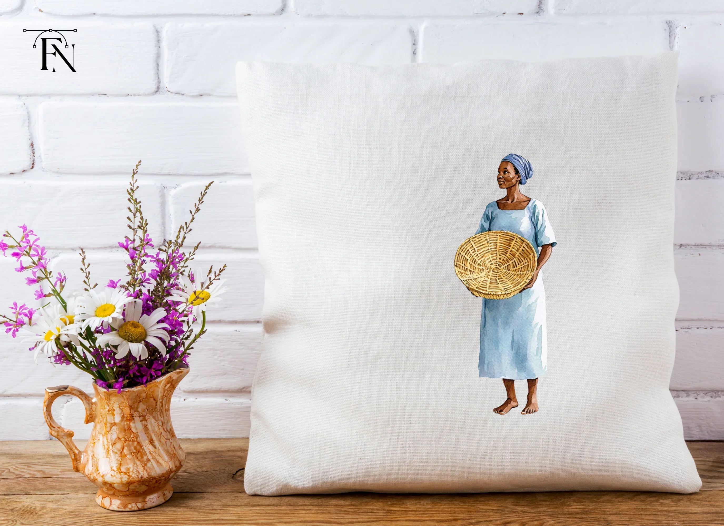 African Woman with Basket Clipart Bundle - Image 5