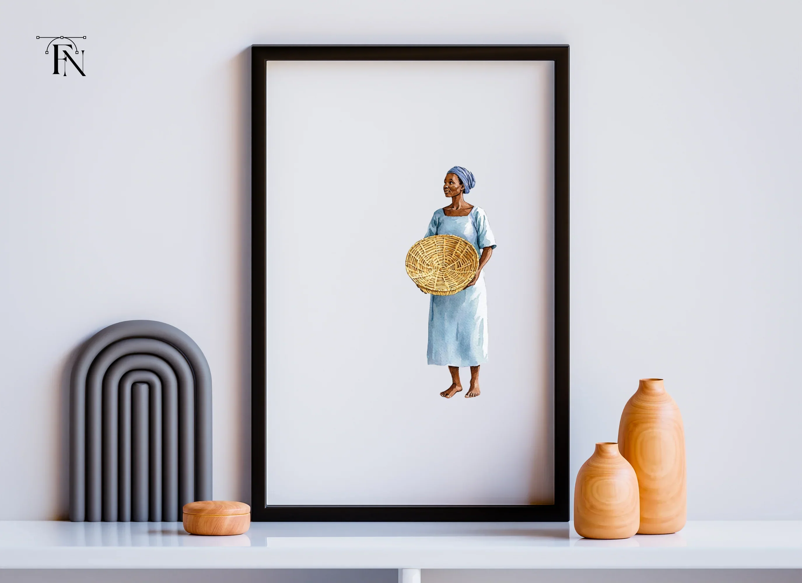 African Woman with Basket Clipart Bundle - Image 6