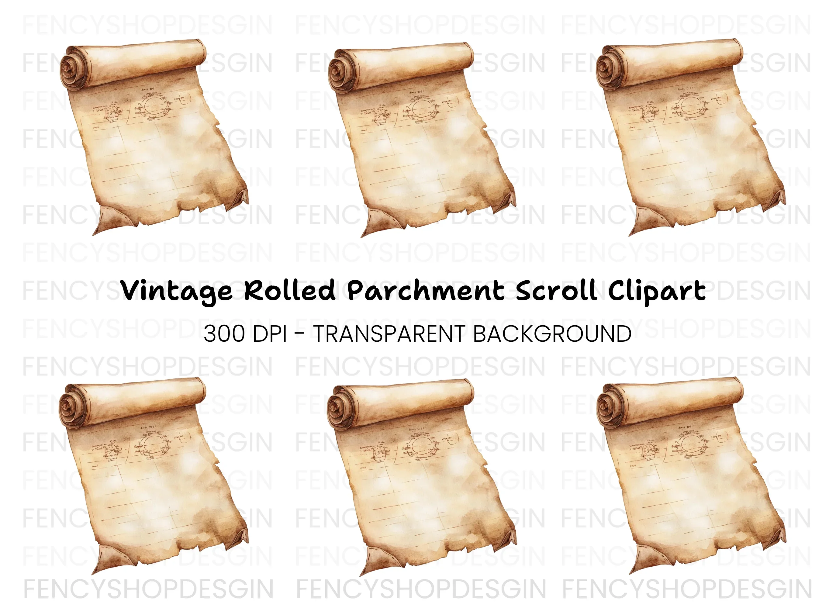 Aged Scroll Clipart Bundle