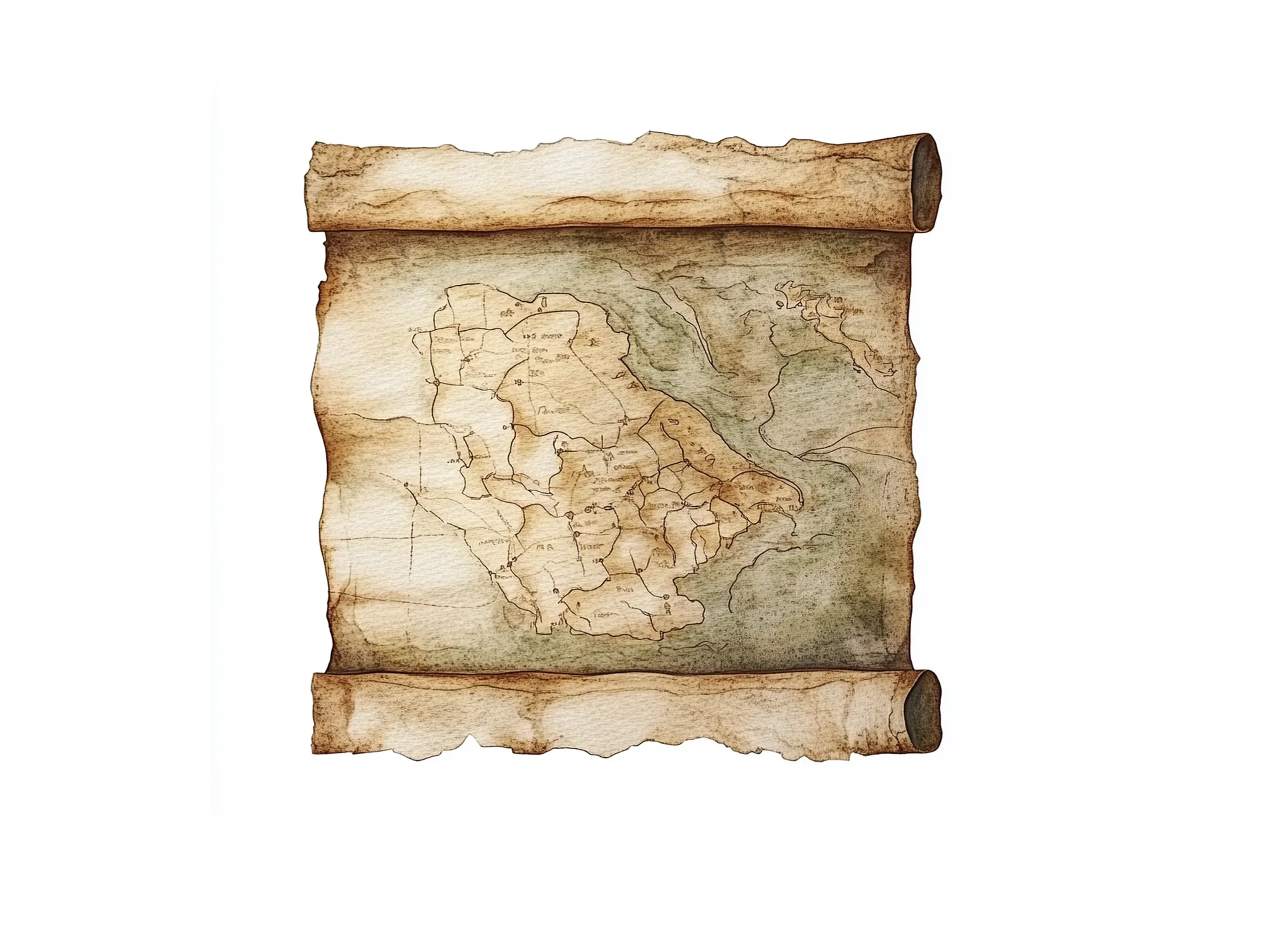 Aged Scroll Map Clipart Bundle - Image 3