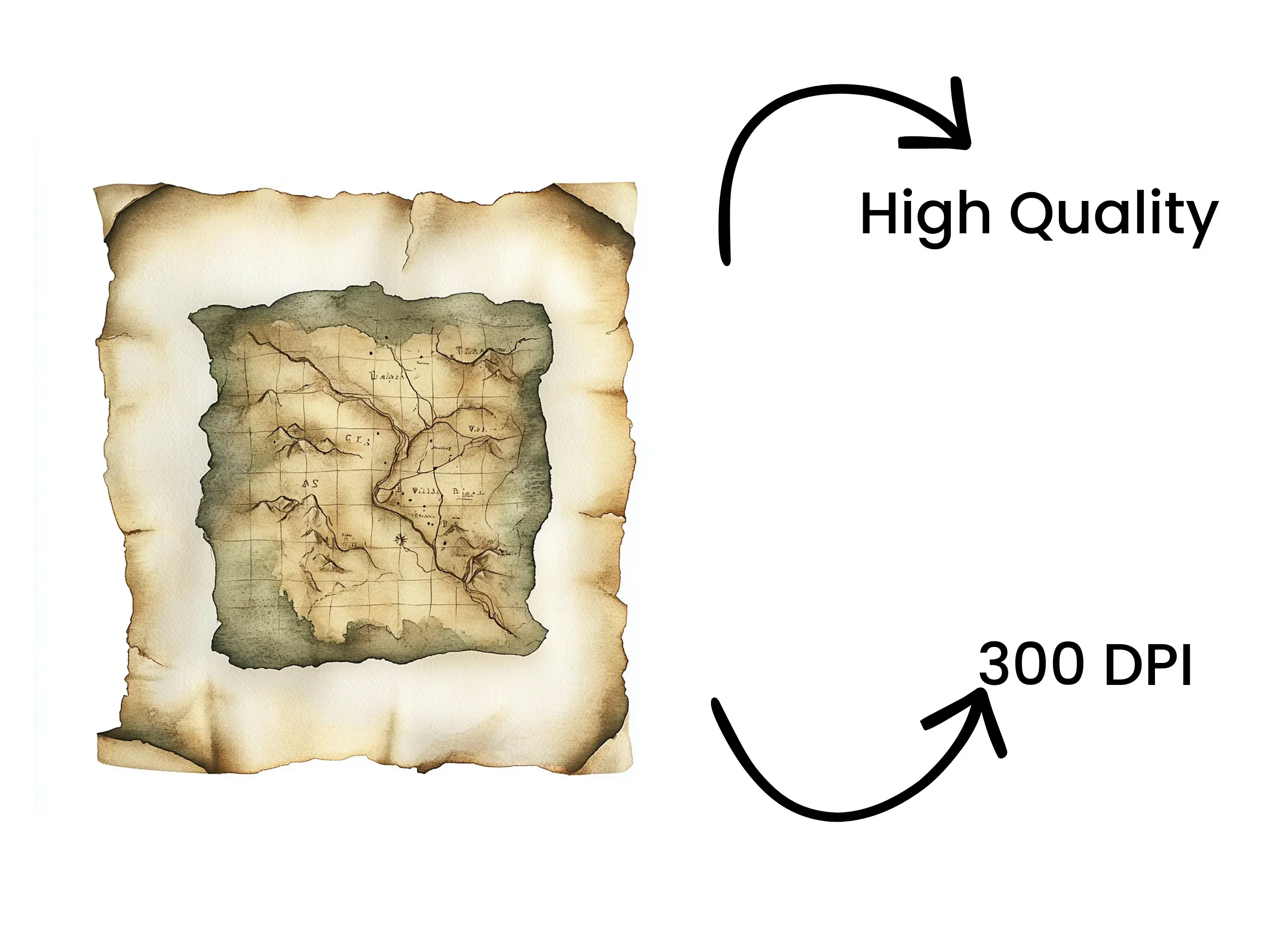 Aged Scroll Map Clipart Bundle - Image 4