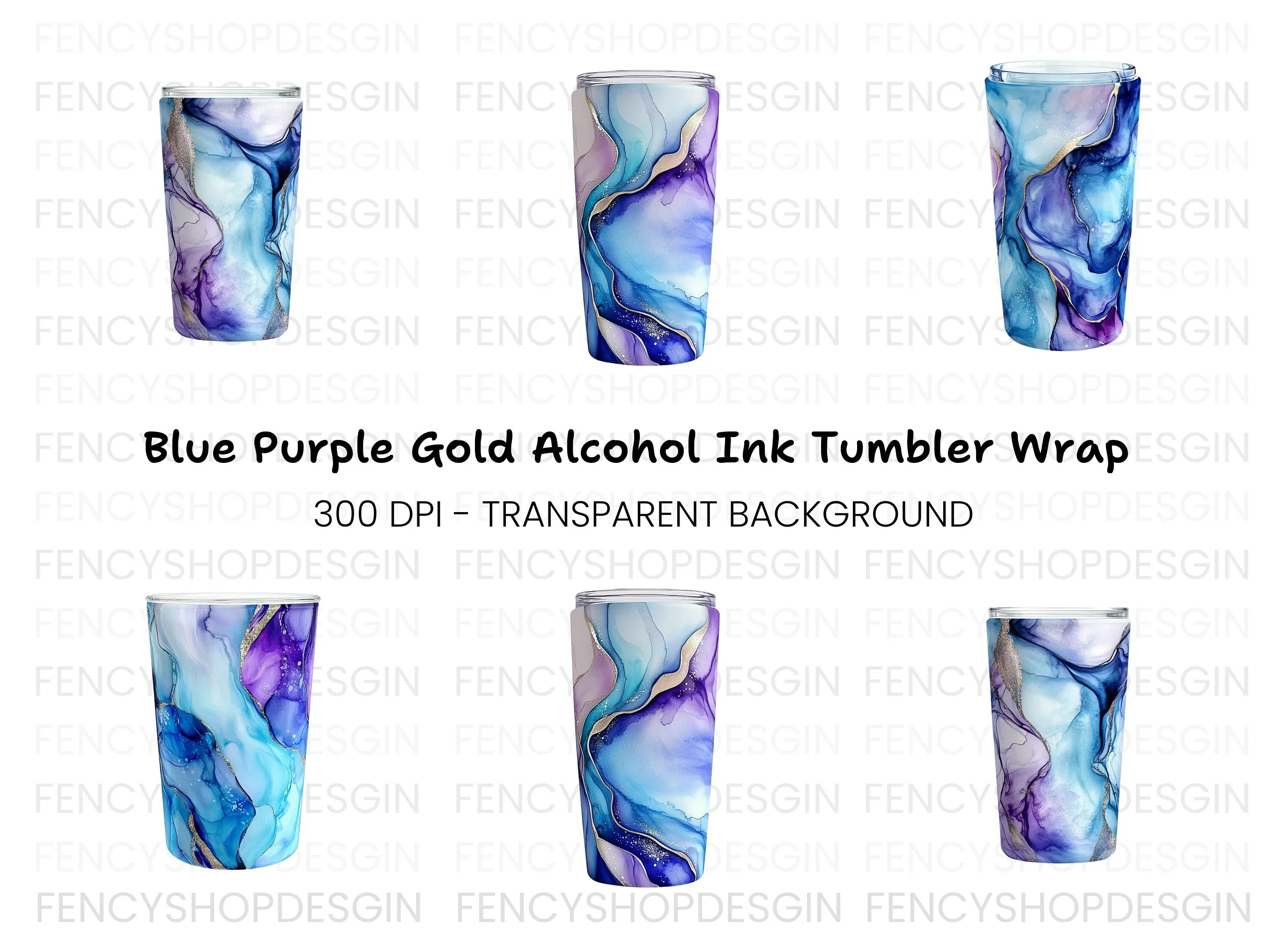 Alcohol Ink Tumbler Clipart Bundle