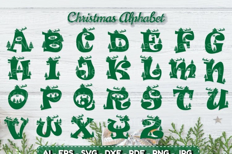 Alphabet Christmas Scene SVG
