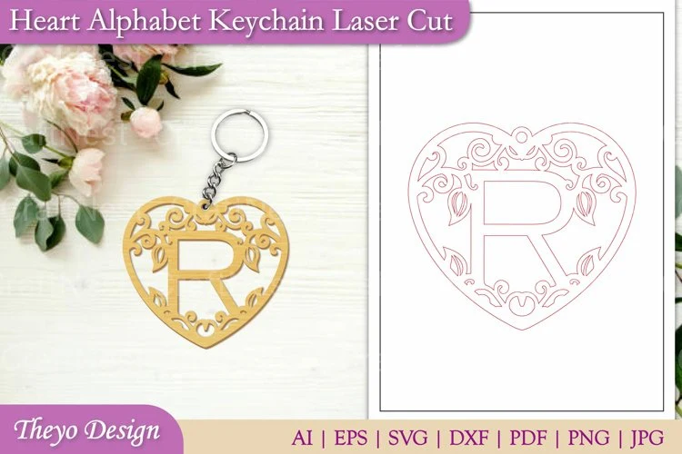 Alphabet Heart Keychain SVG Bundle