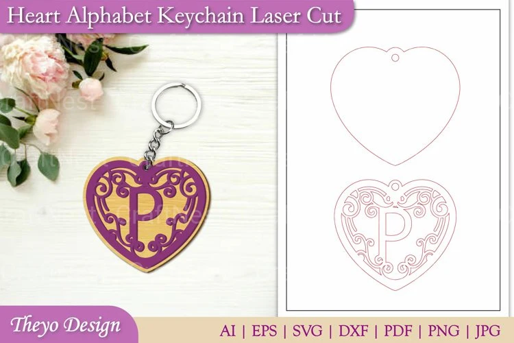 Alphabet Keychain Heart SVG Bundle