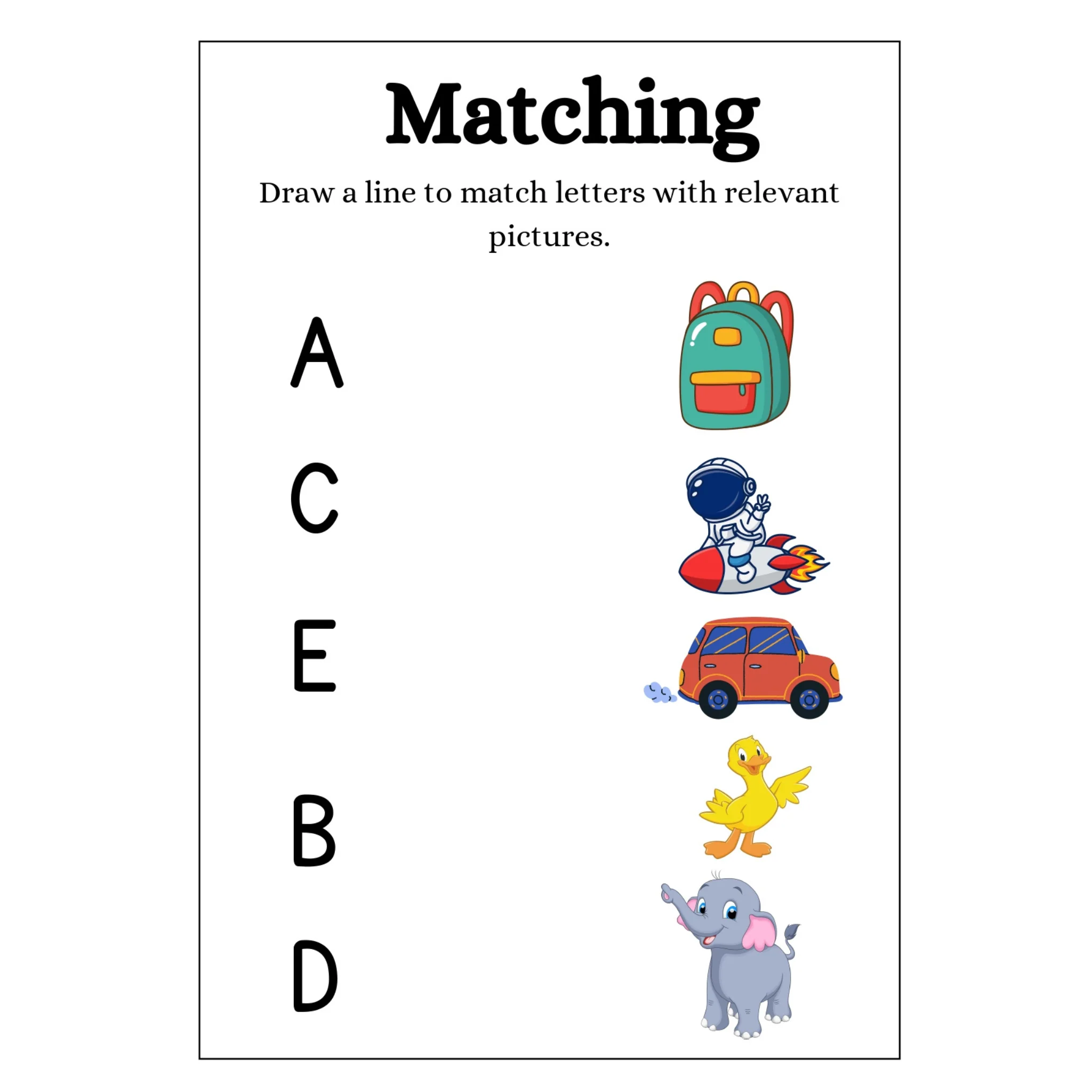 Alphabet Letter Picture Matching Worksheets - Image 3