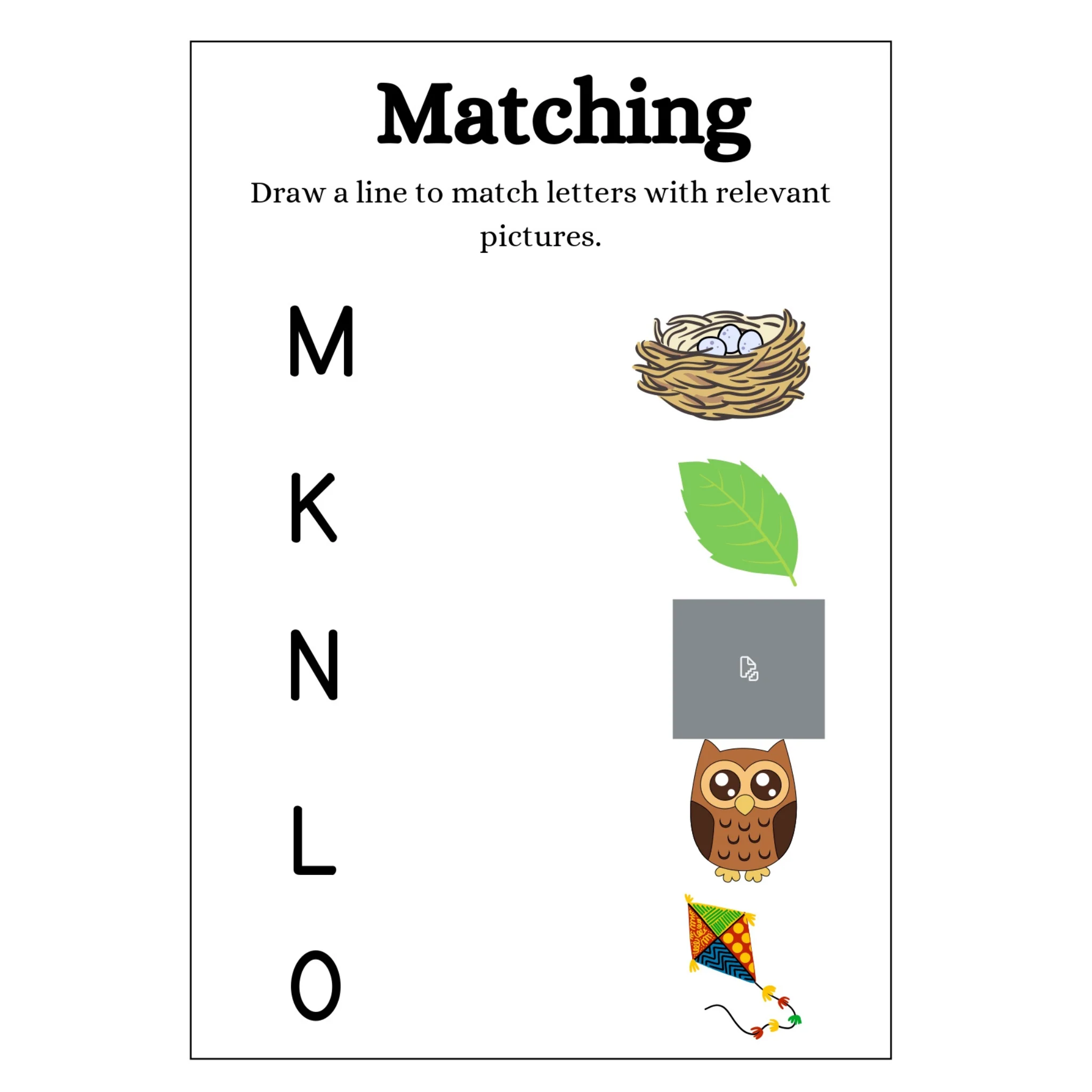 Alphabet Letter Picture Matching Worksheets - Image 4