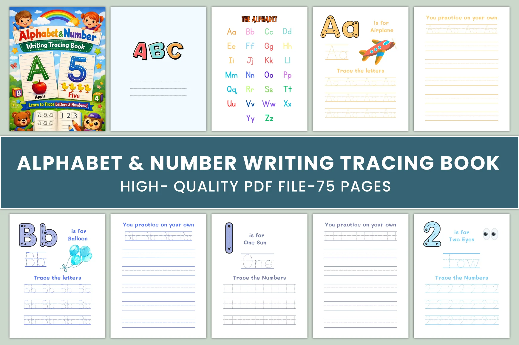 Alphabet Number Writing Tracing Workbook