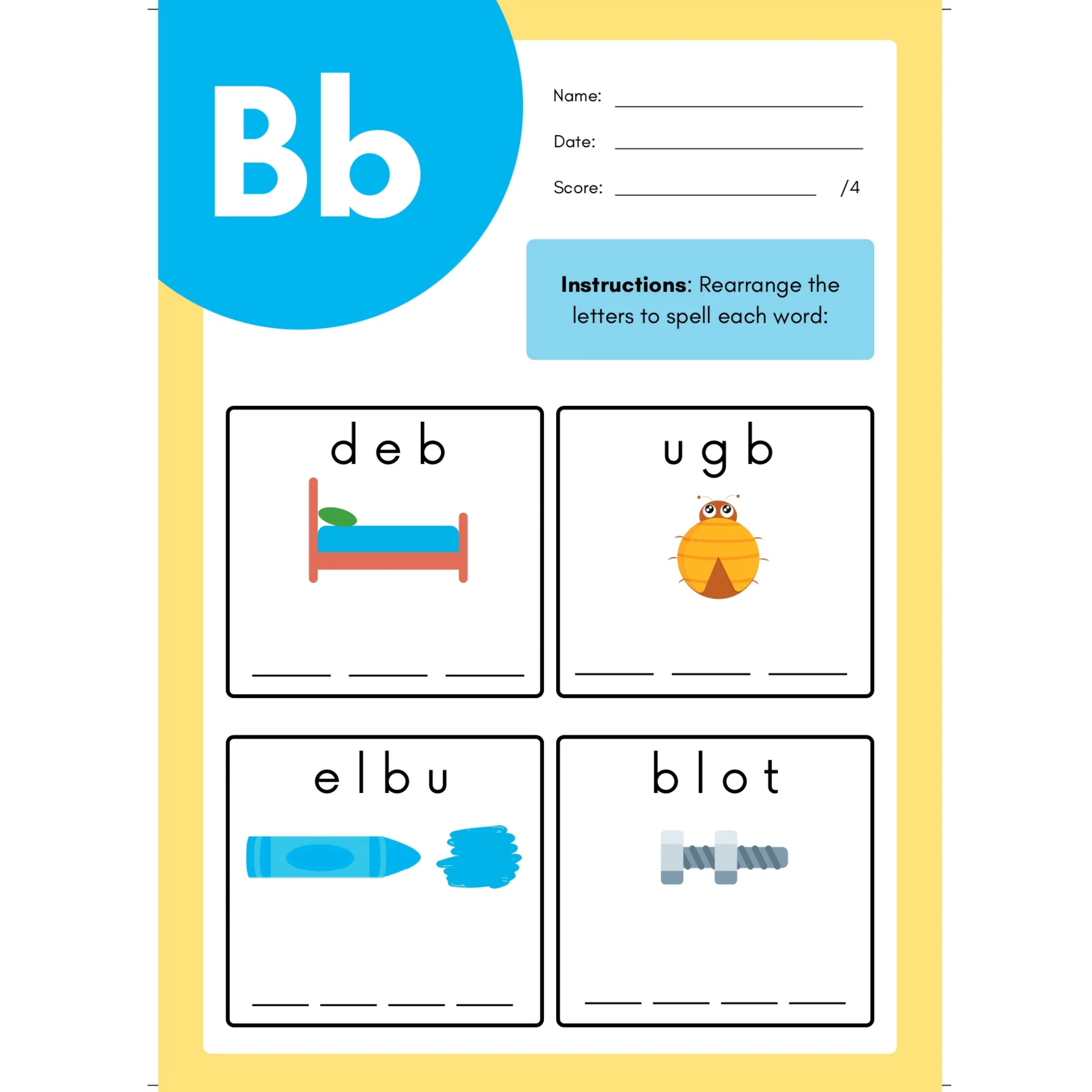Alphabet Spelling Worksheets - Image 2