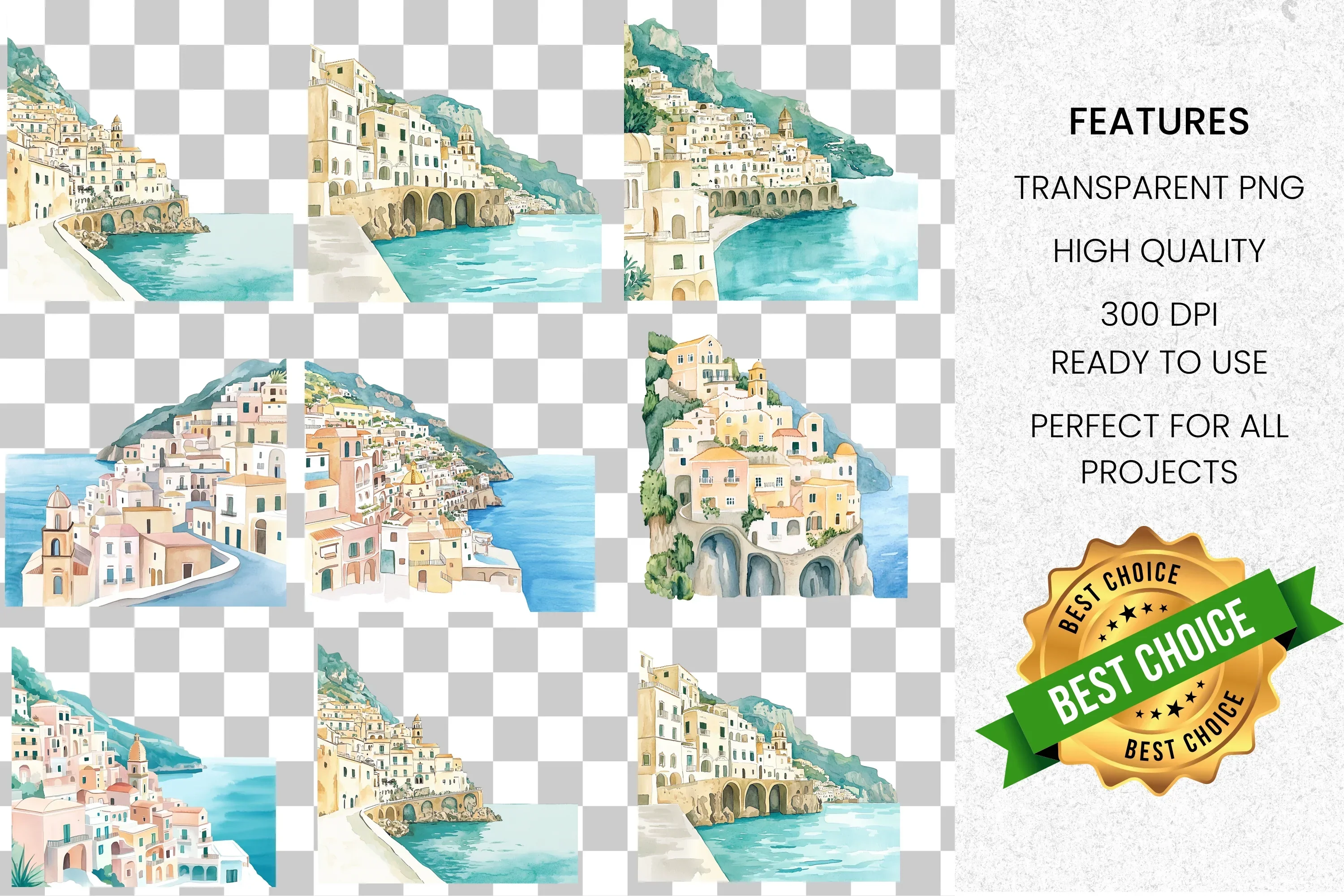 Amalfi Coast Clipart Bundle - Image 2