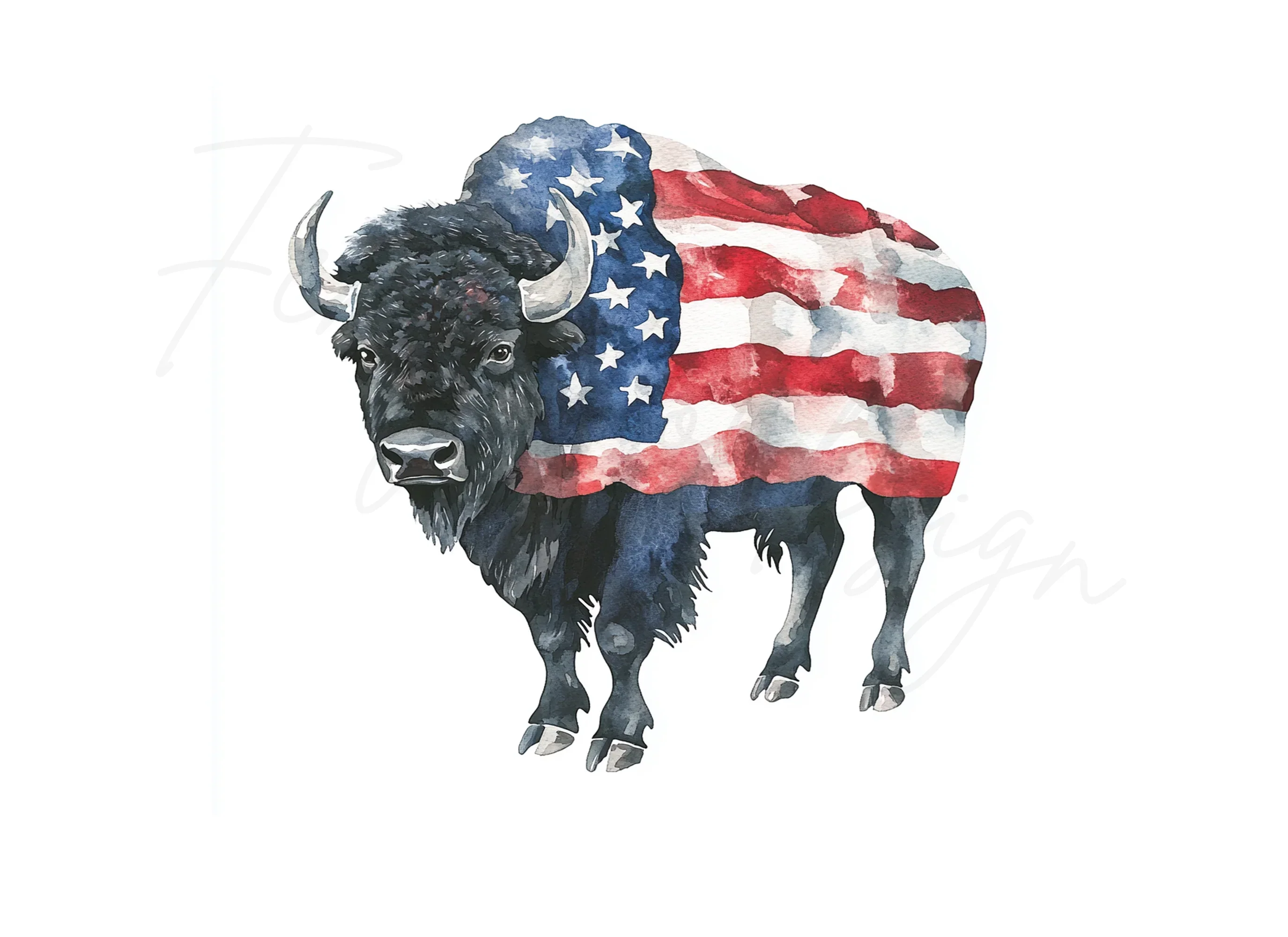 American Bison Flag Clipart Bundle - Image 3