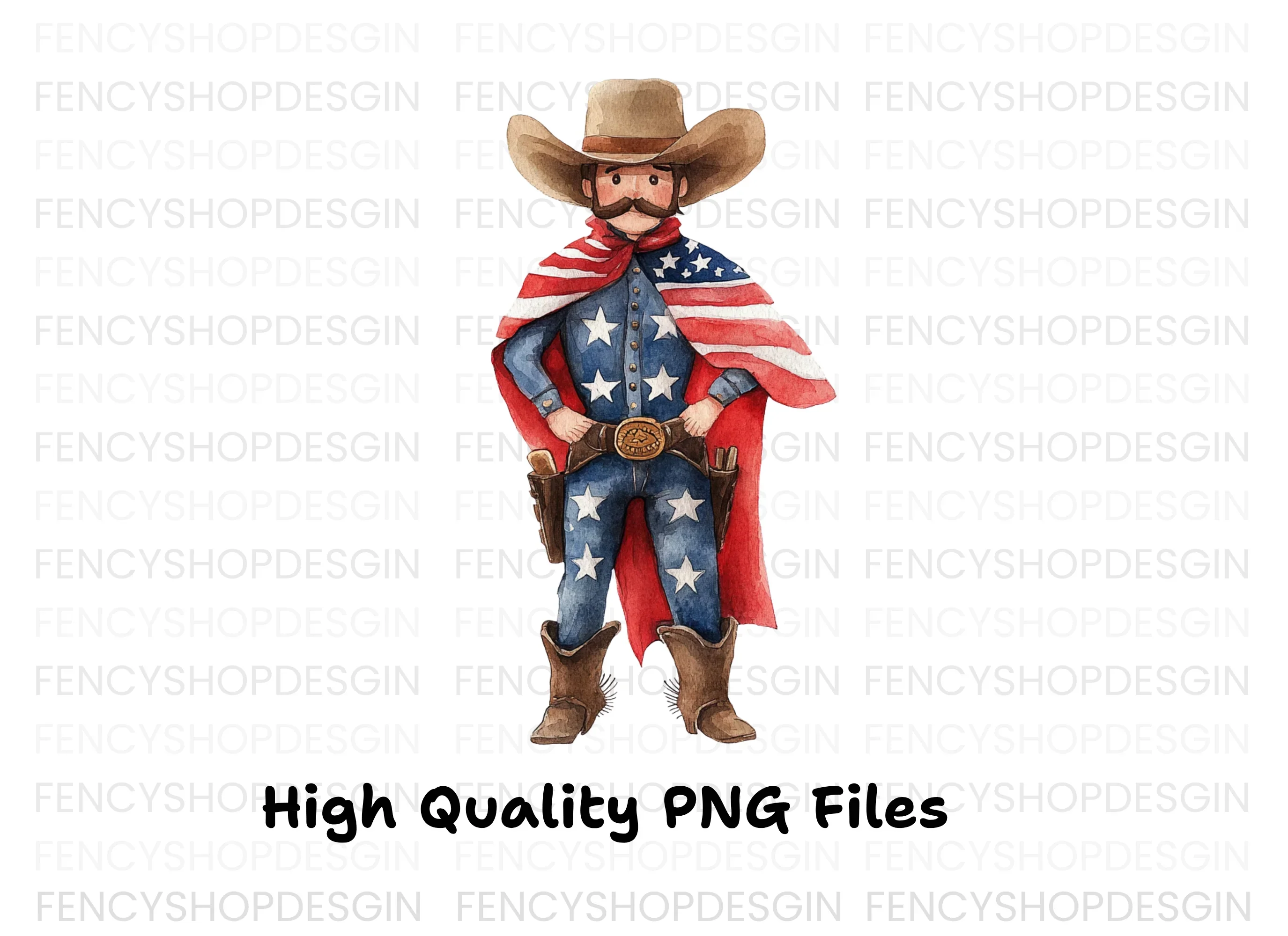American Cowboy Superhero Clipart Bundle - Image 3