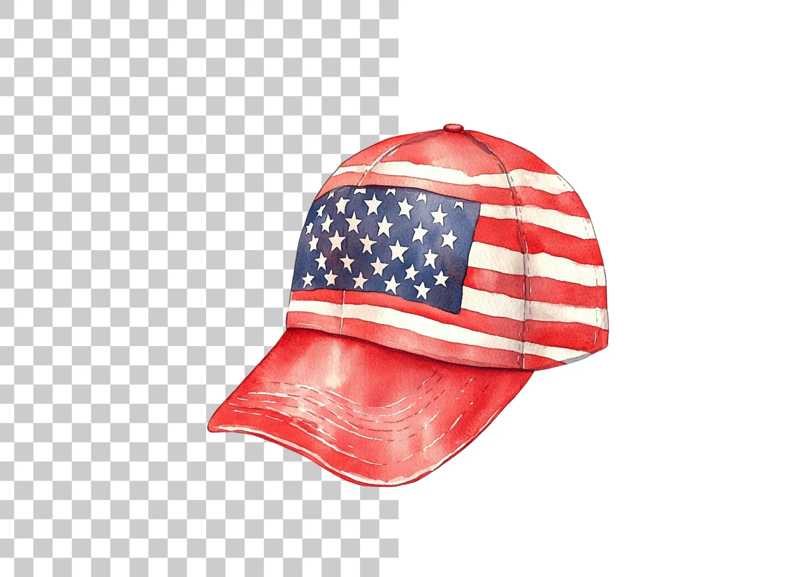American Flag Baseball Hat Clipart Bundle - Image 2