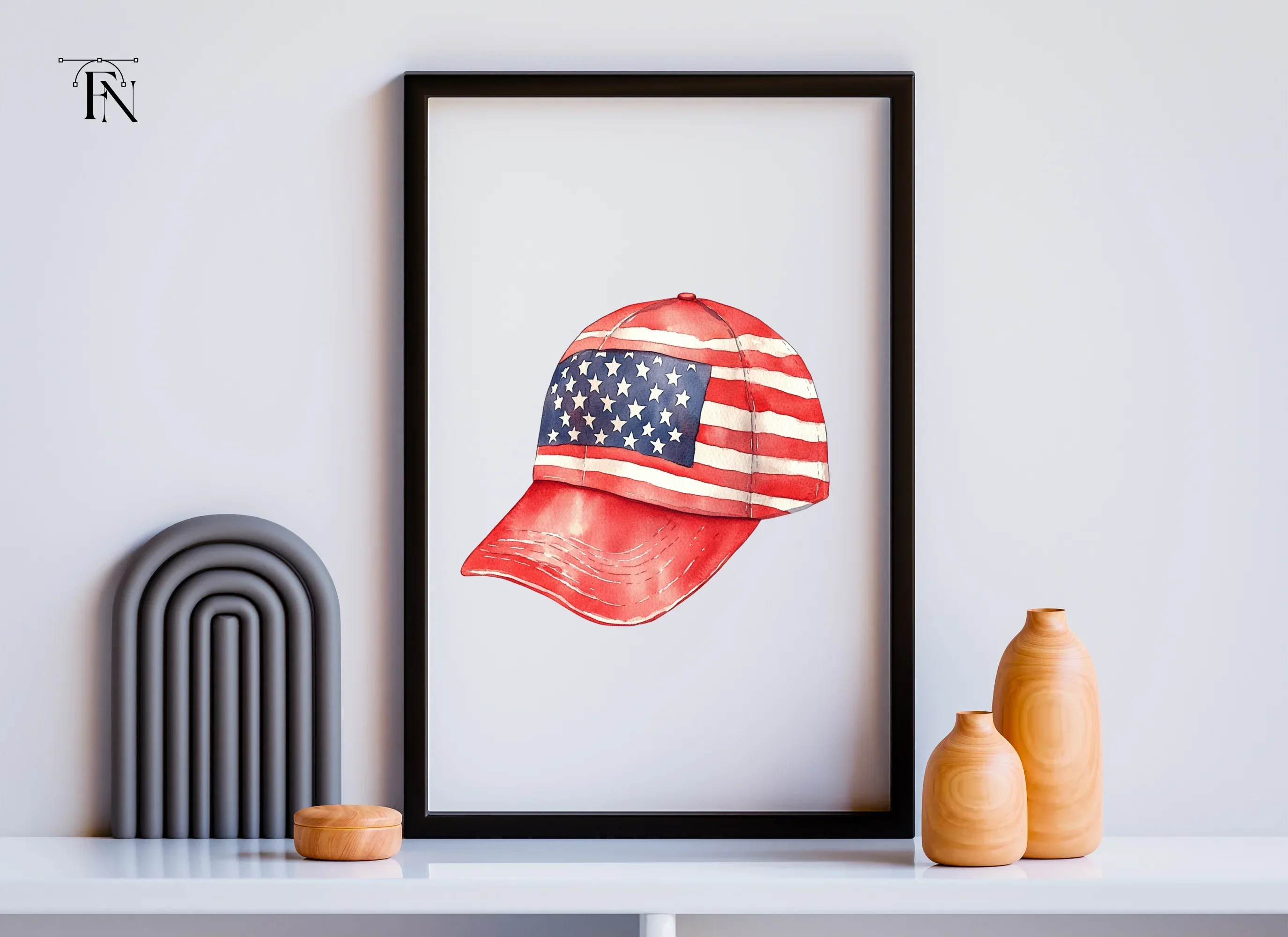 American Flag Baseball Hat Clipart Bundle - Image 6