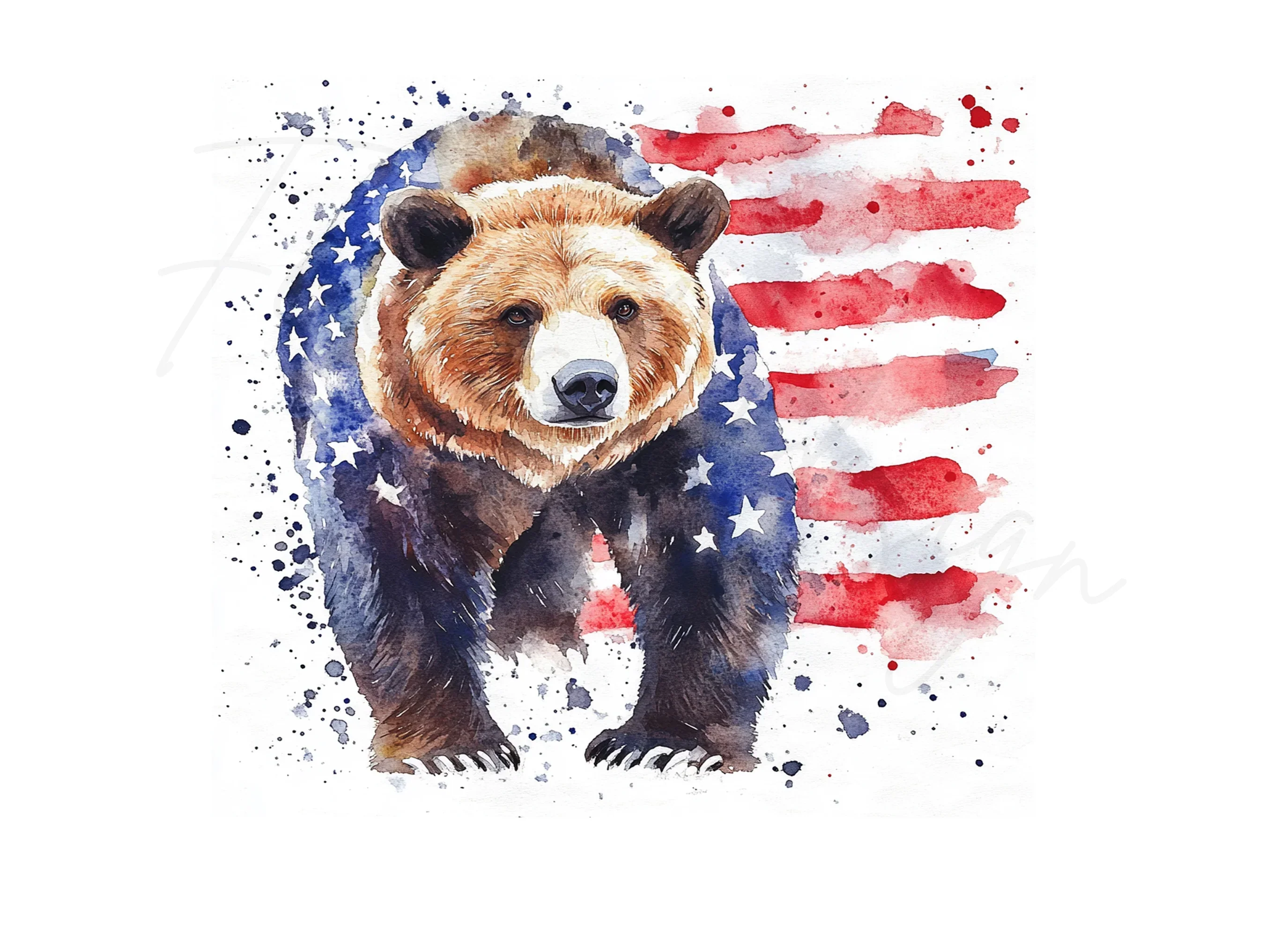 American Flag Bear Clipart Bundle - Image 2